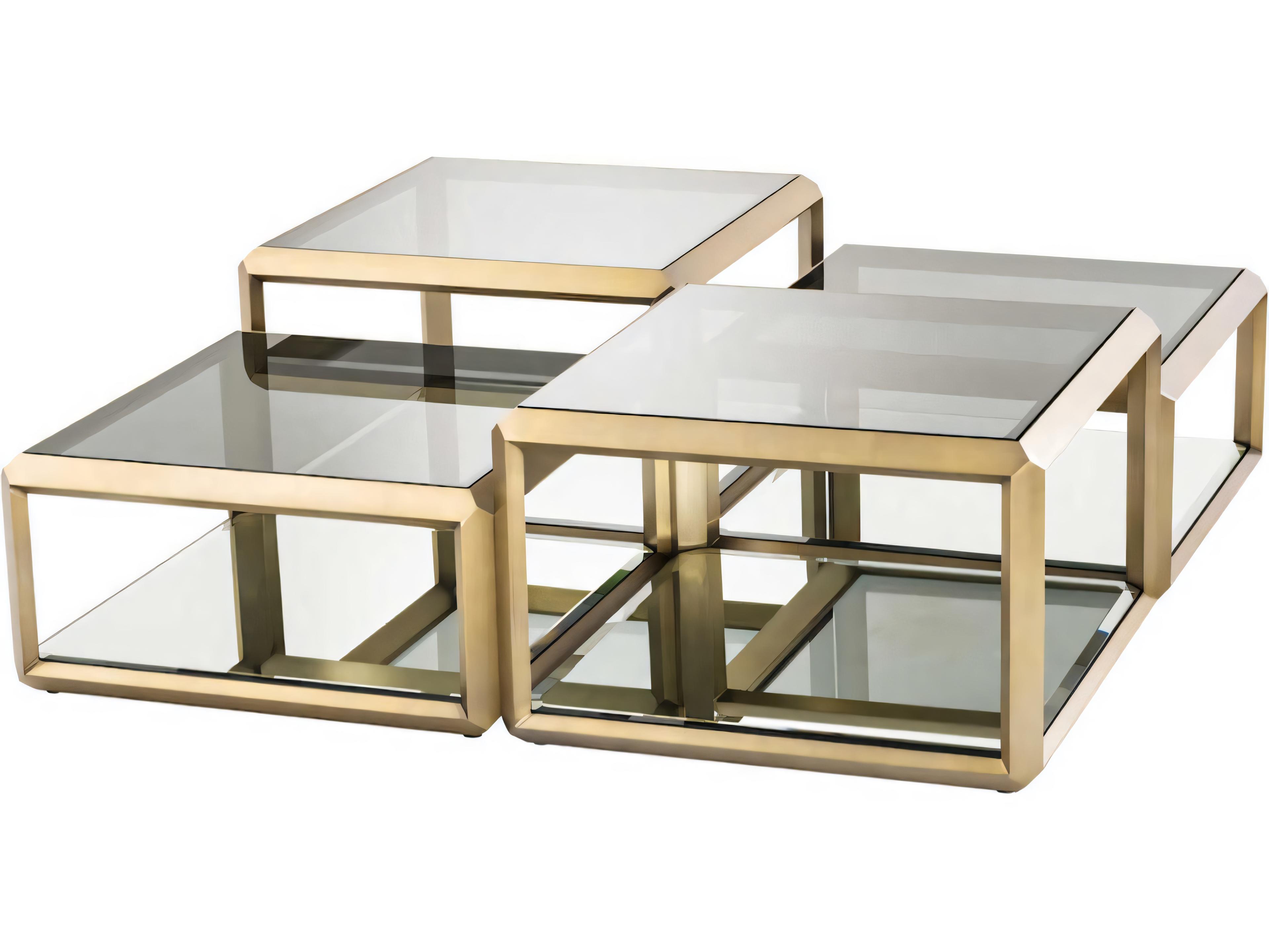 Eichholtz Callum Brushed Brass Set of 4 Coffee Table