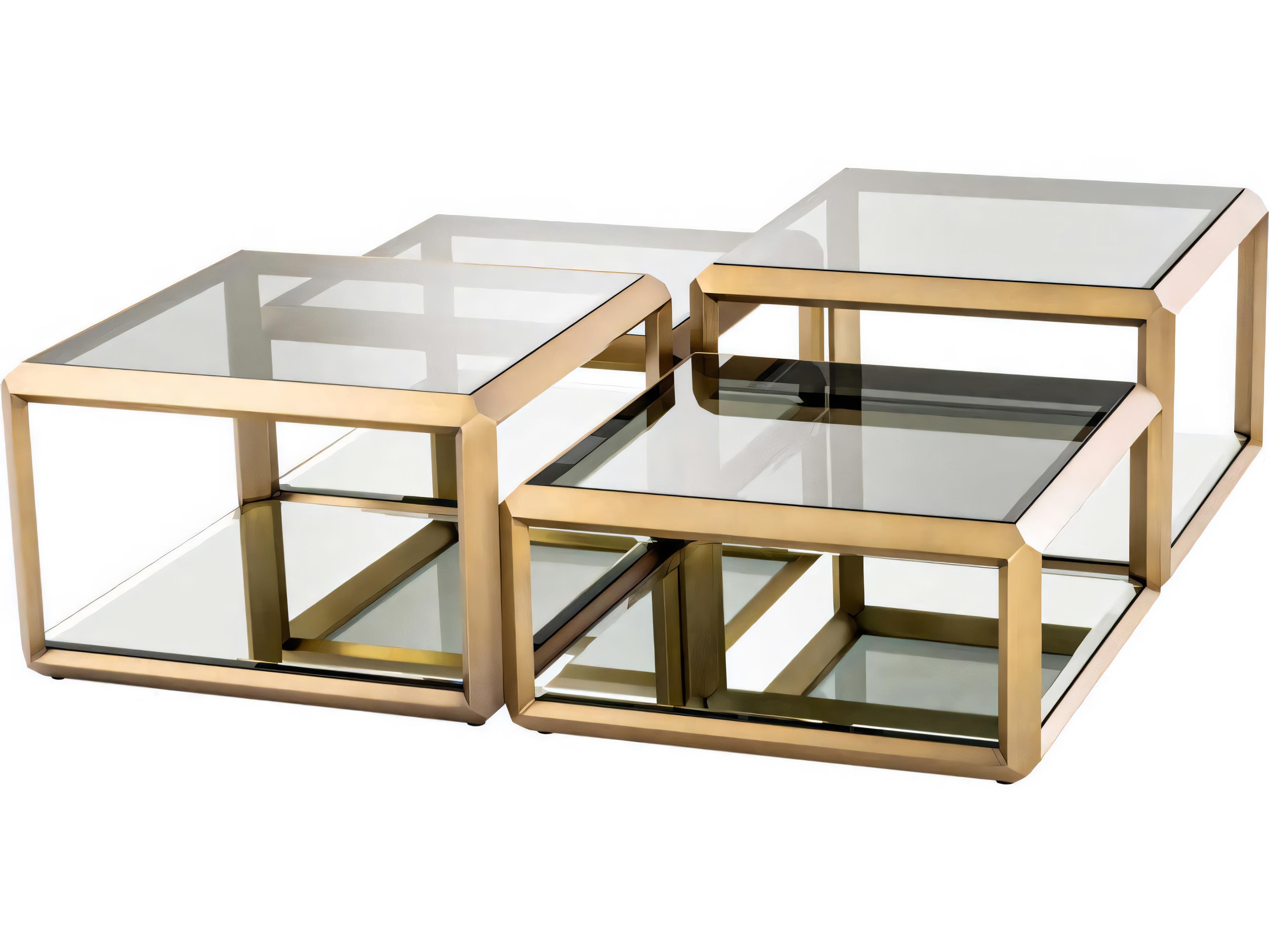 Eichholtz Callum Brushed Brass Set of 4 Coffee Table