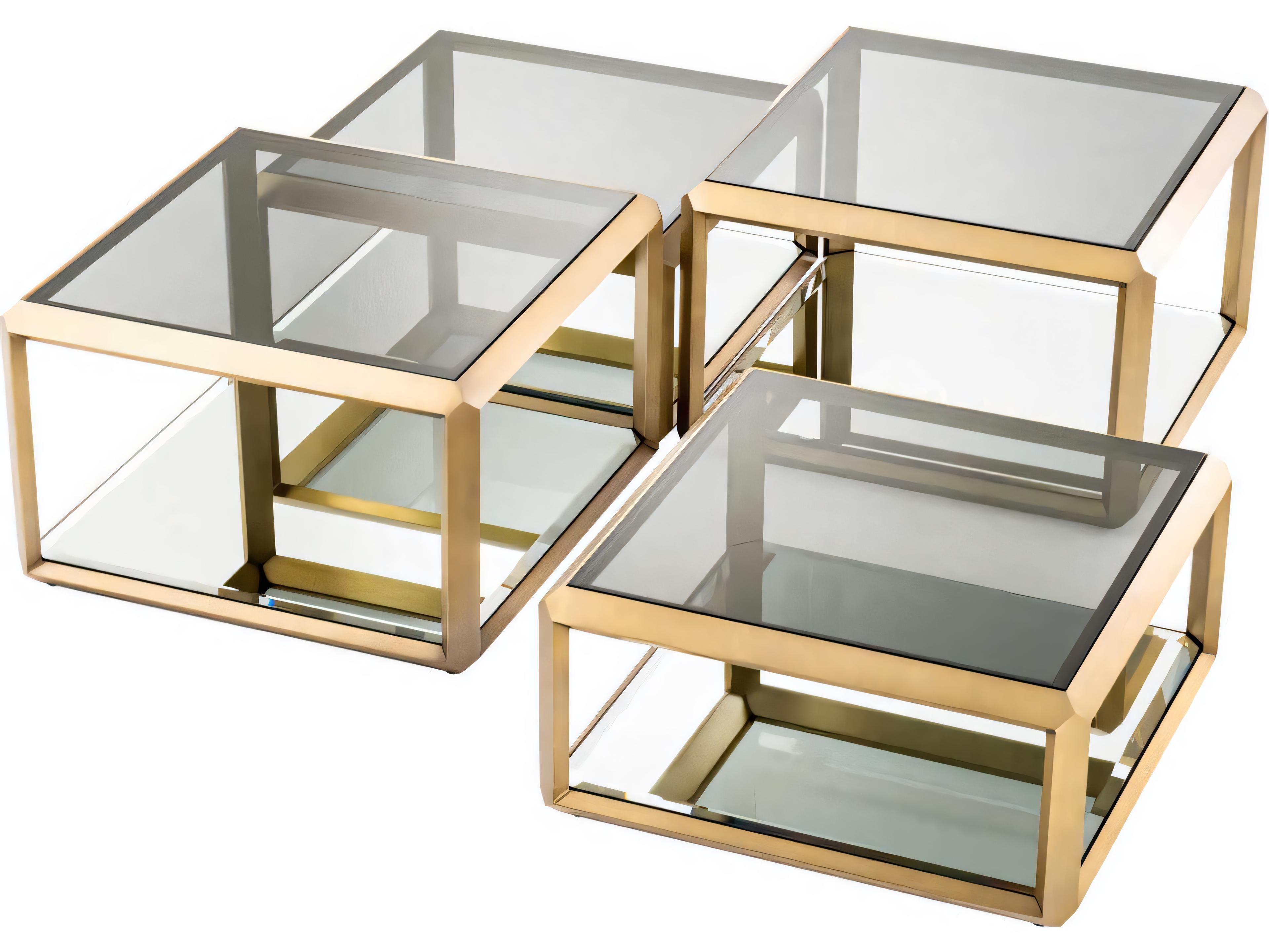 Eichholtz Callum Brushed Brass Set of 4 Coffee Table