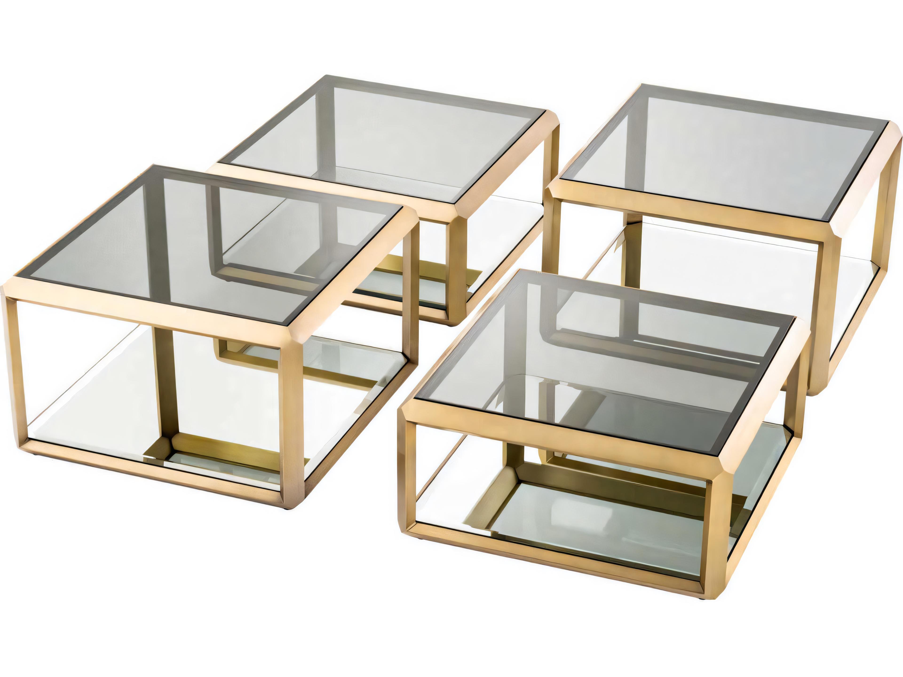 Eichholtz Callum Brushed Brass Set of 4 Coffee Table