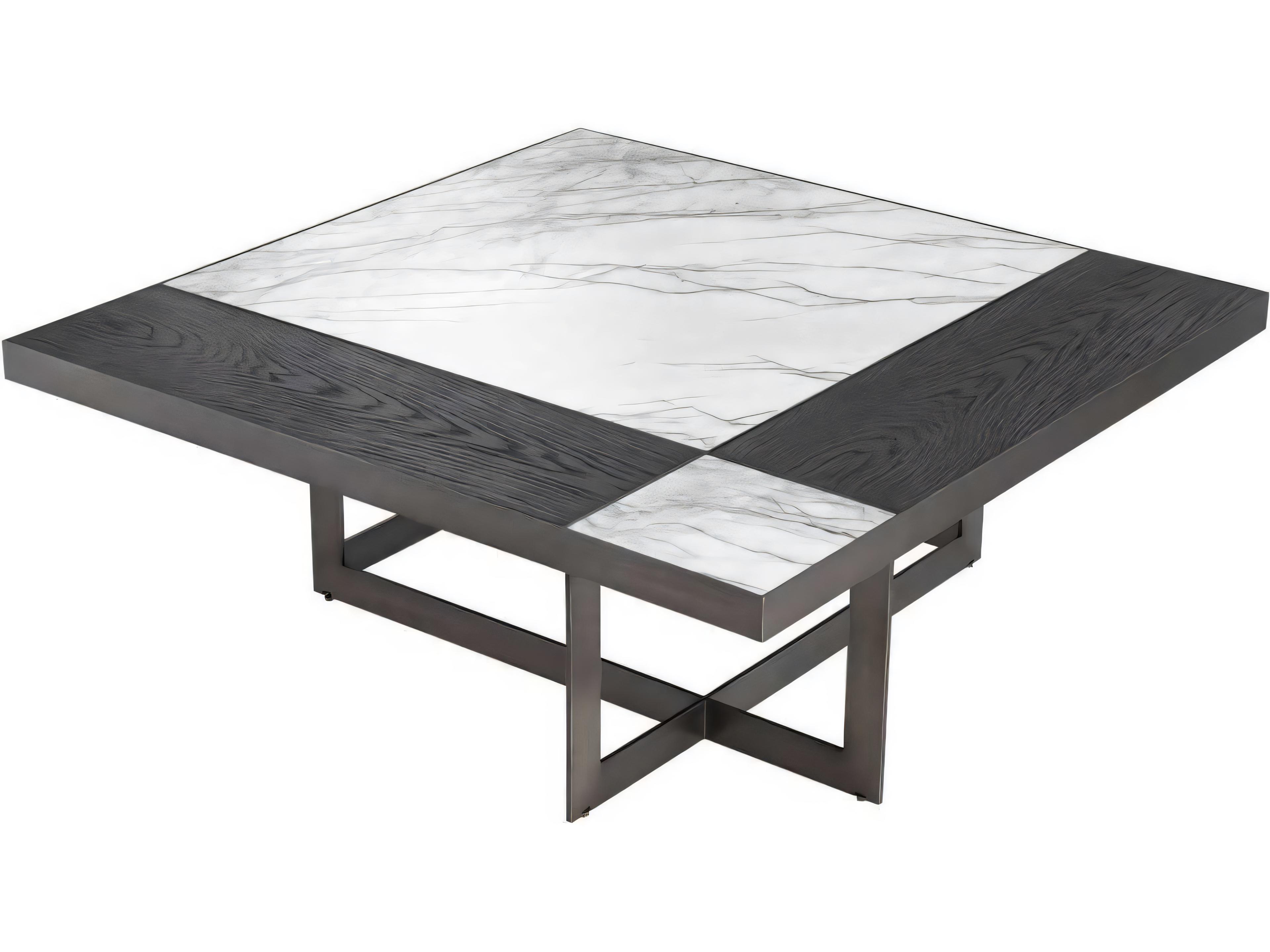 Eichholtz Hermoza Mocha Crown Oak Veneer Bronze Coffee Table