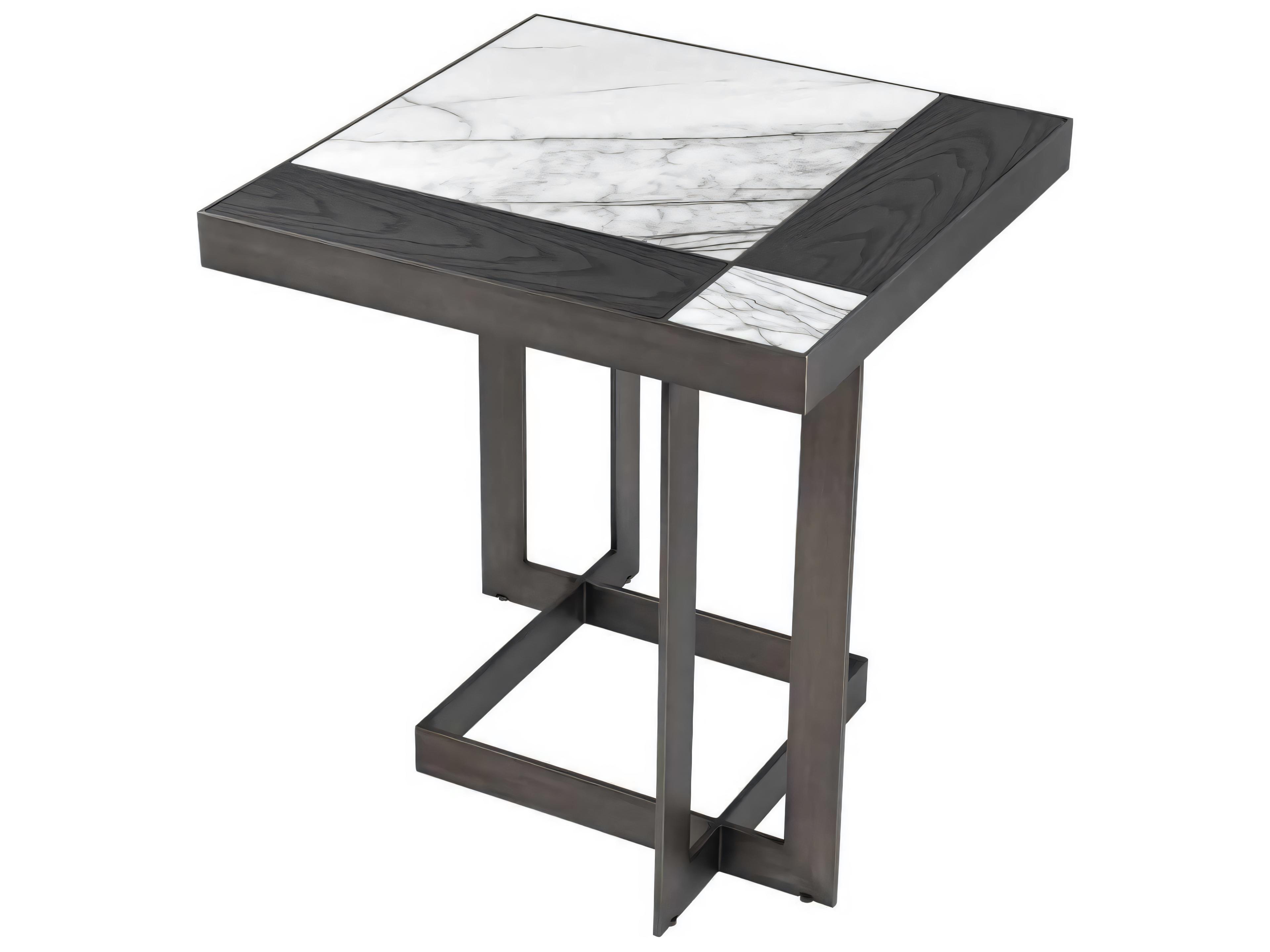 Eichholtz Hermoza Mocha Crown Oak Veneer Bronze Side Table
