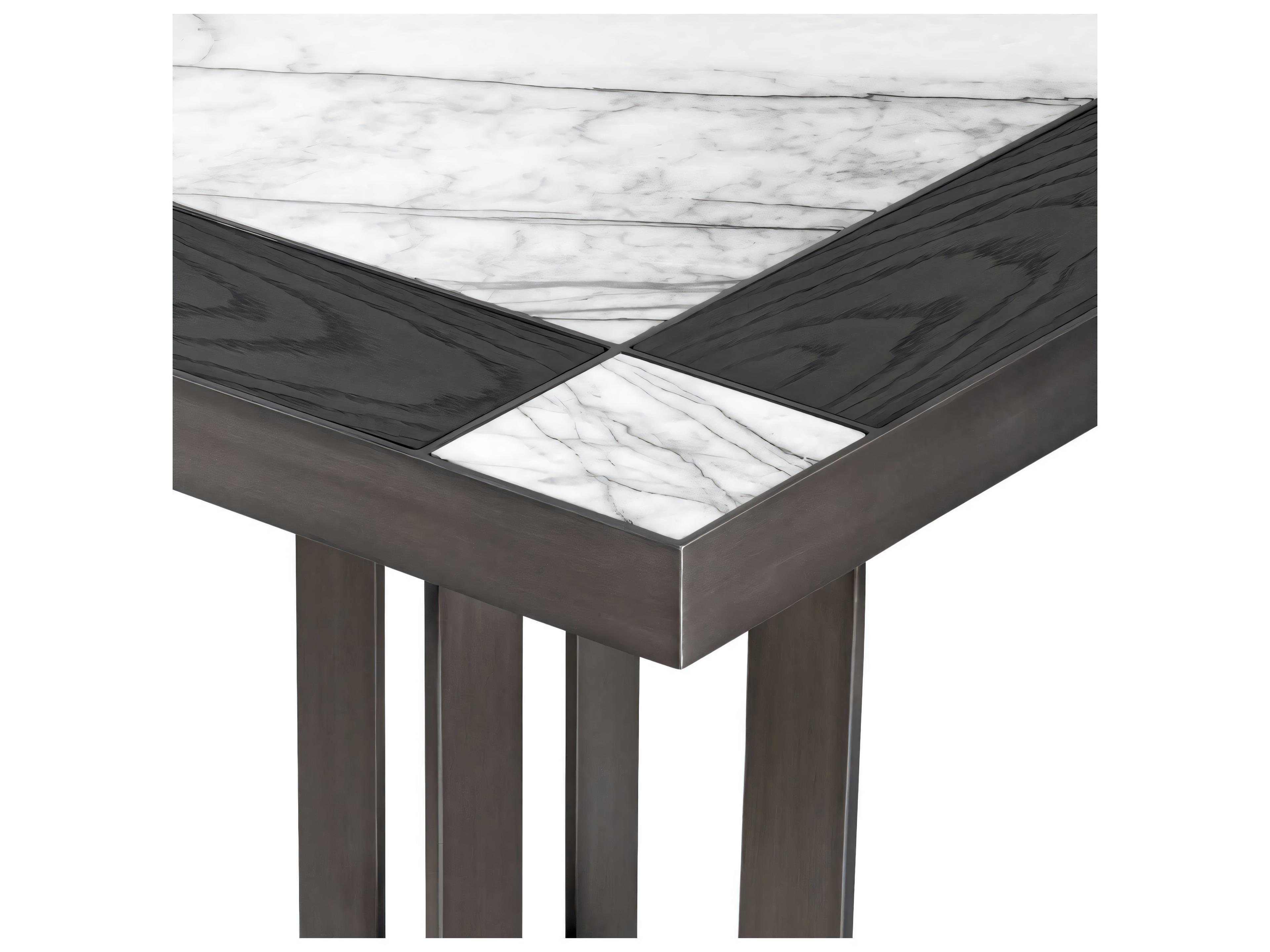Eichholtz Hermoza Mocha Crown Oak Veneer Bronze Side Table