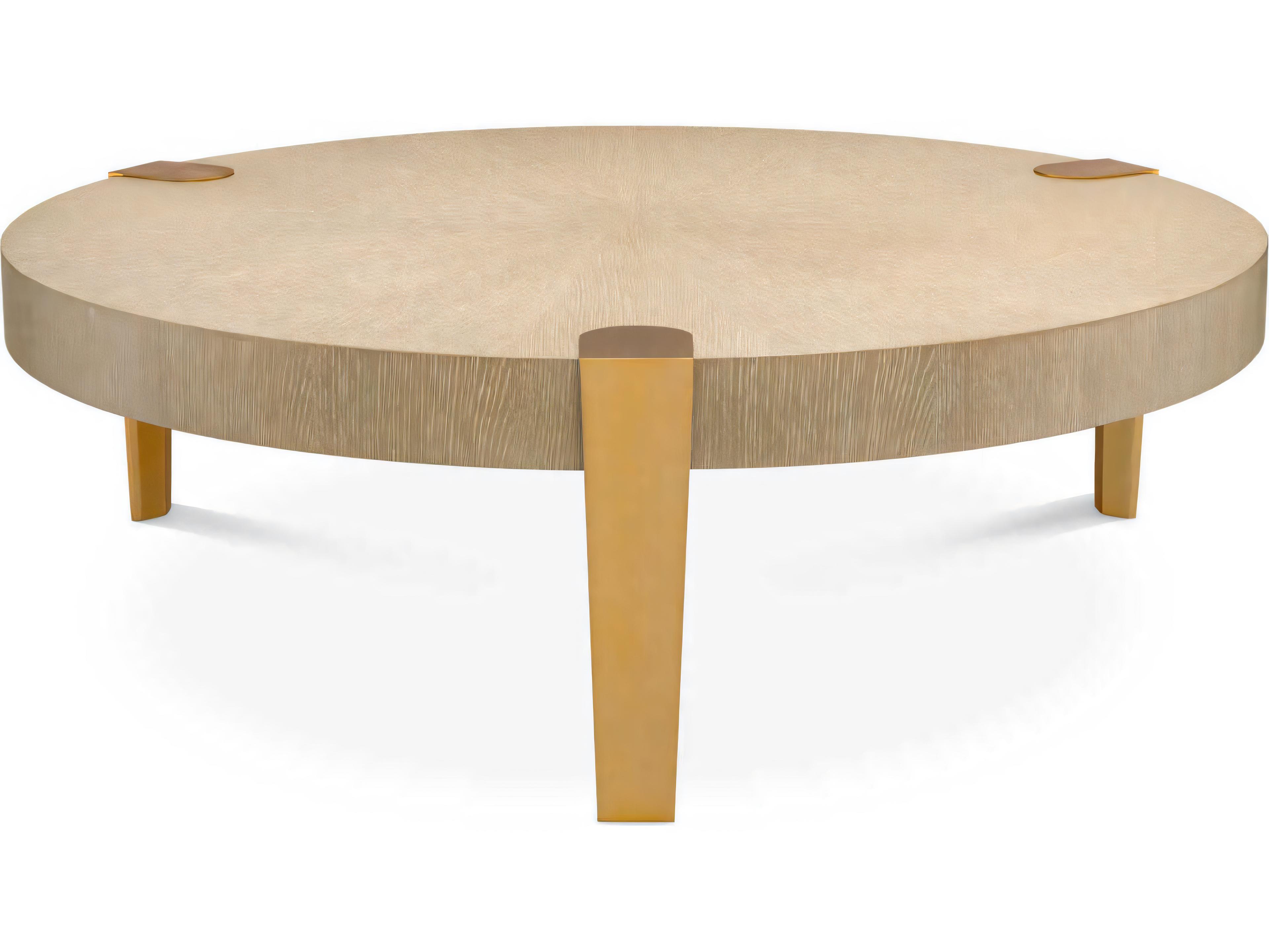 Eichholtz Oxnard Washed Oak Veneer Br Brass Coffee Table