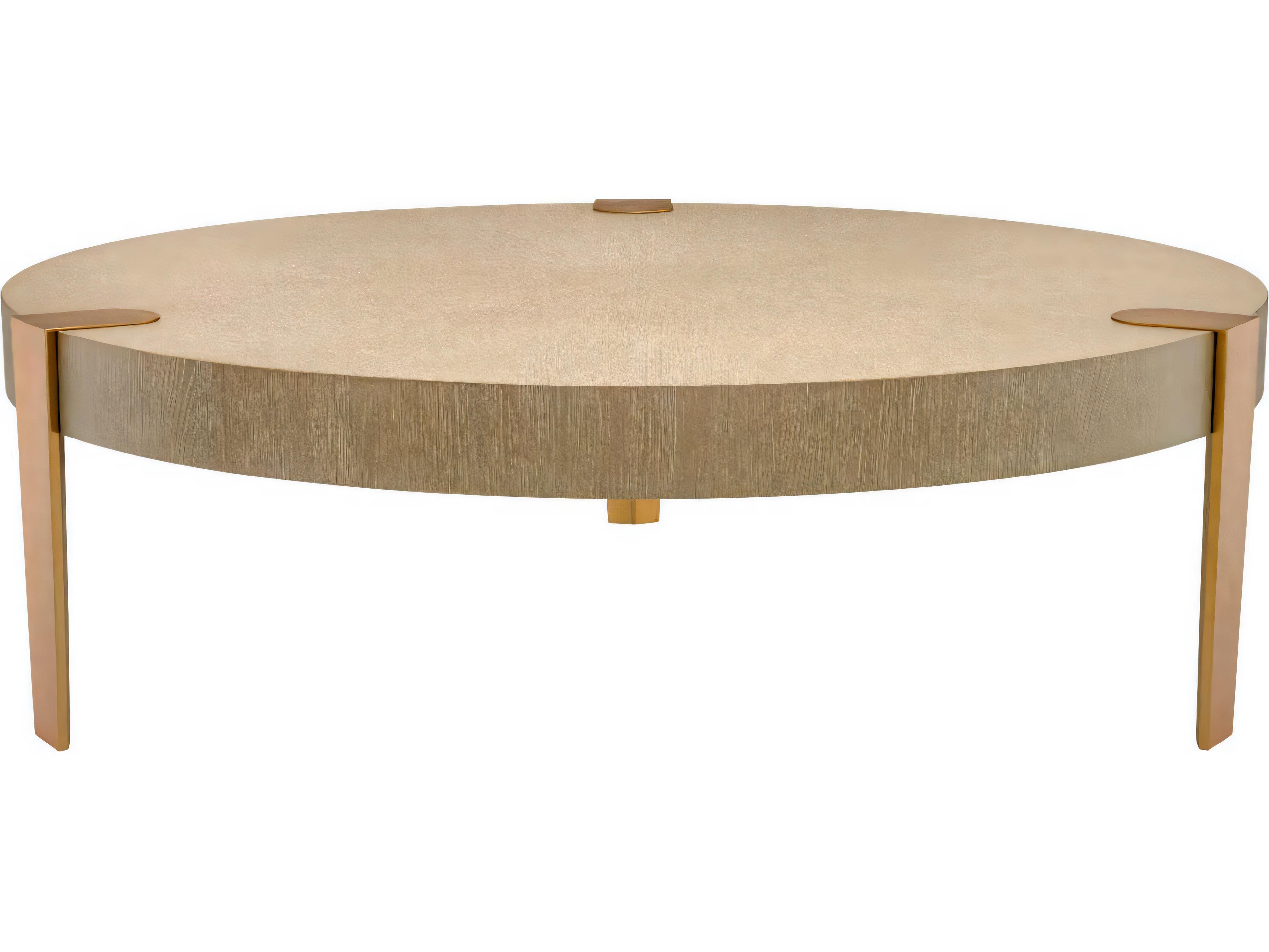 Eichholtz Oxnard Washed Oak Veneer Br Brass Coffee Table