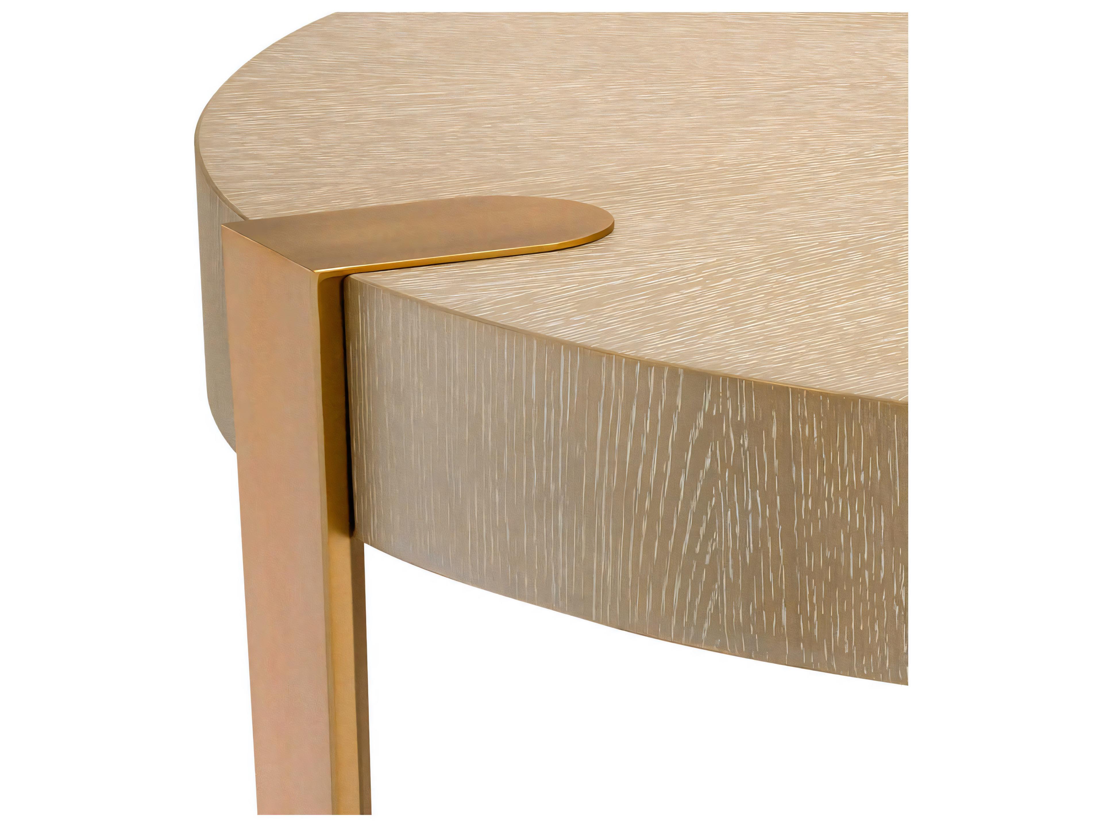 Eichholtz Oxnard Washed Oak Veneer Br Brass Coffee Table