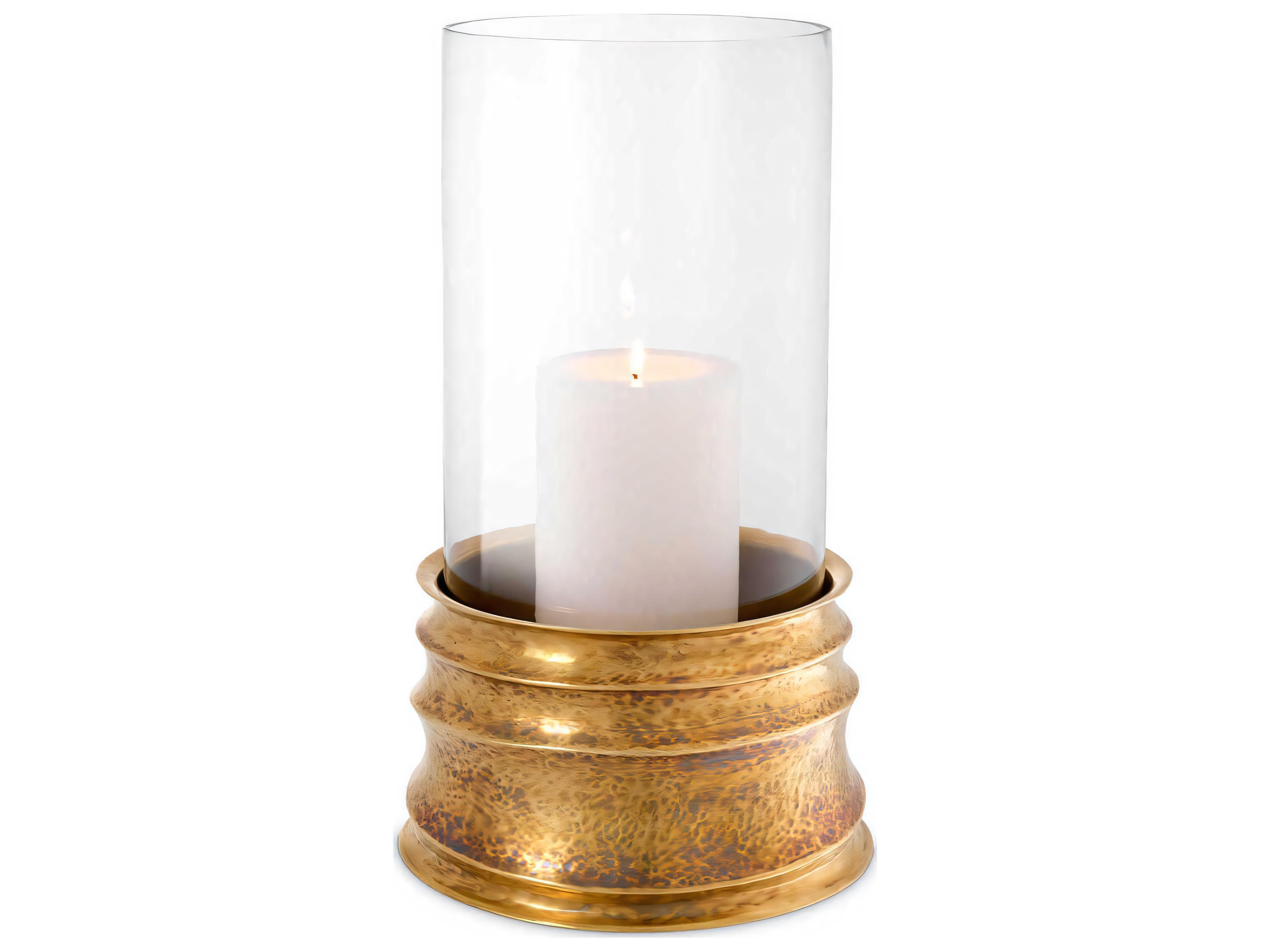 Eichholtz Gilardon Hammered Vintage Brass Hurricane