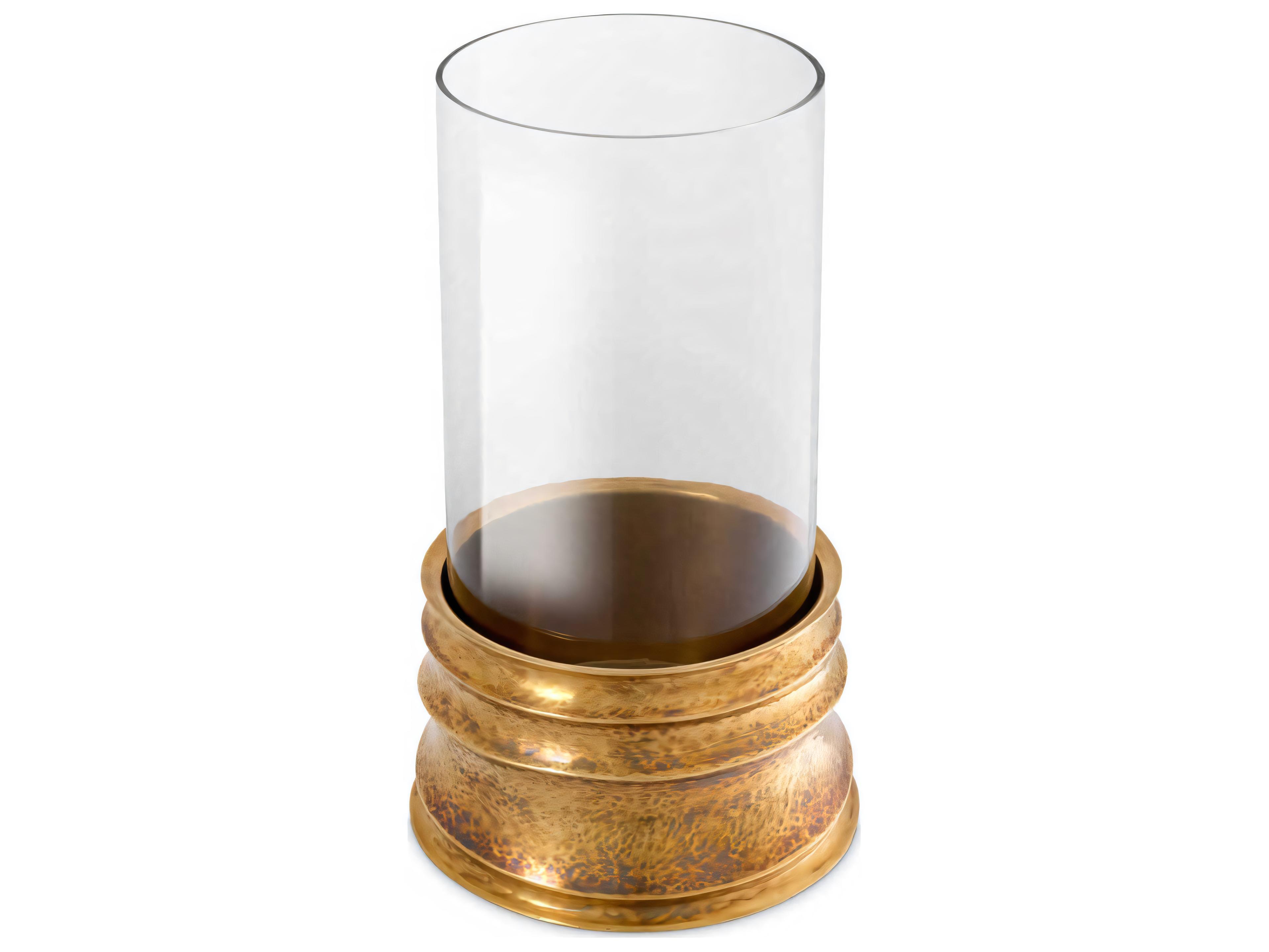 Eichholtz Gilardon Hammered Vintage Brass Hurricane