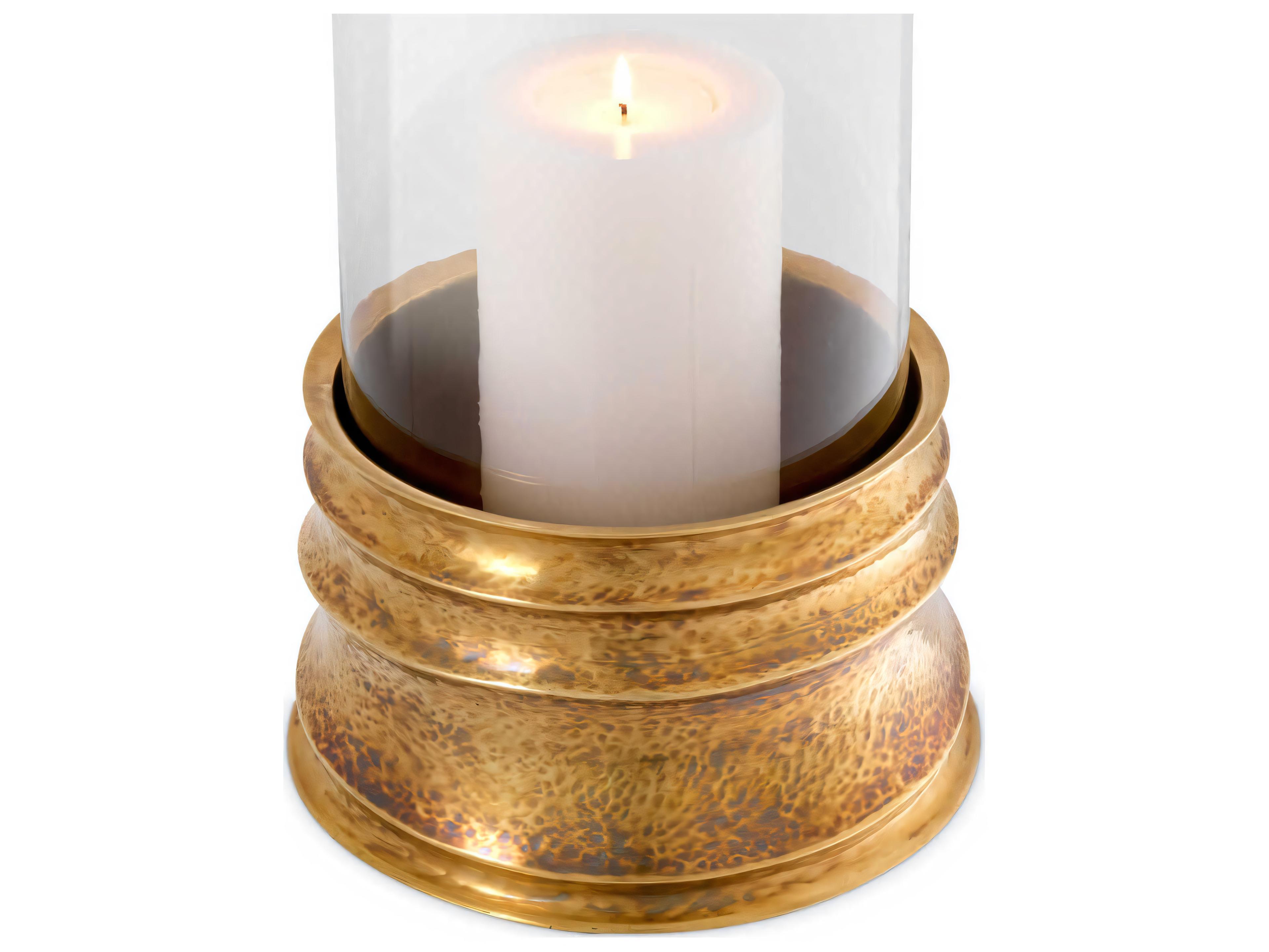 Eichholtz Gilardon Hammered Vintage Brass Hurricane