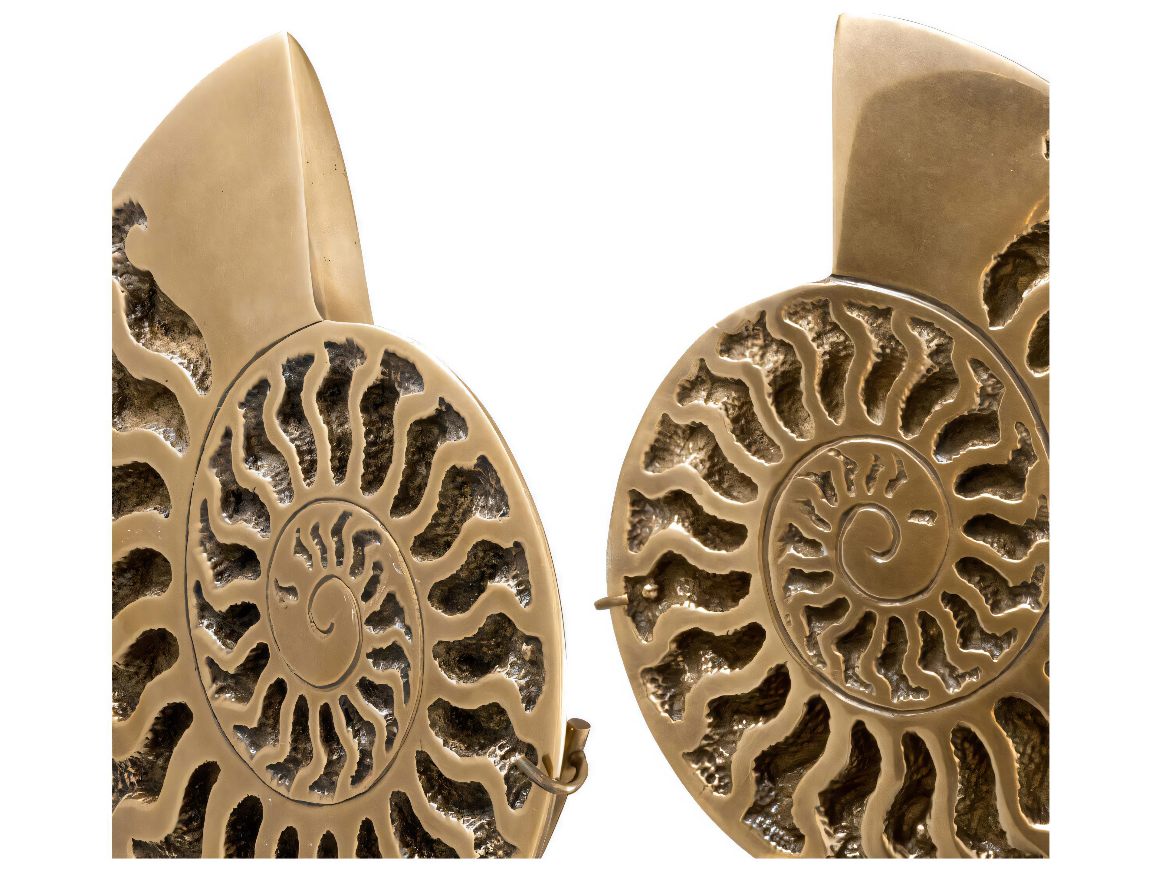 Eichholtz Ammonite Vintage Brass Object Set of 2