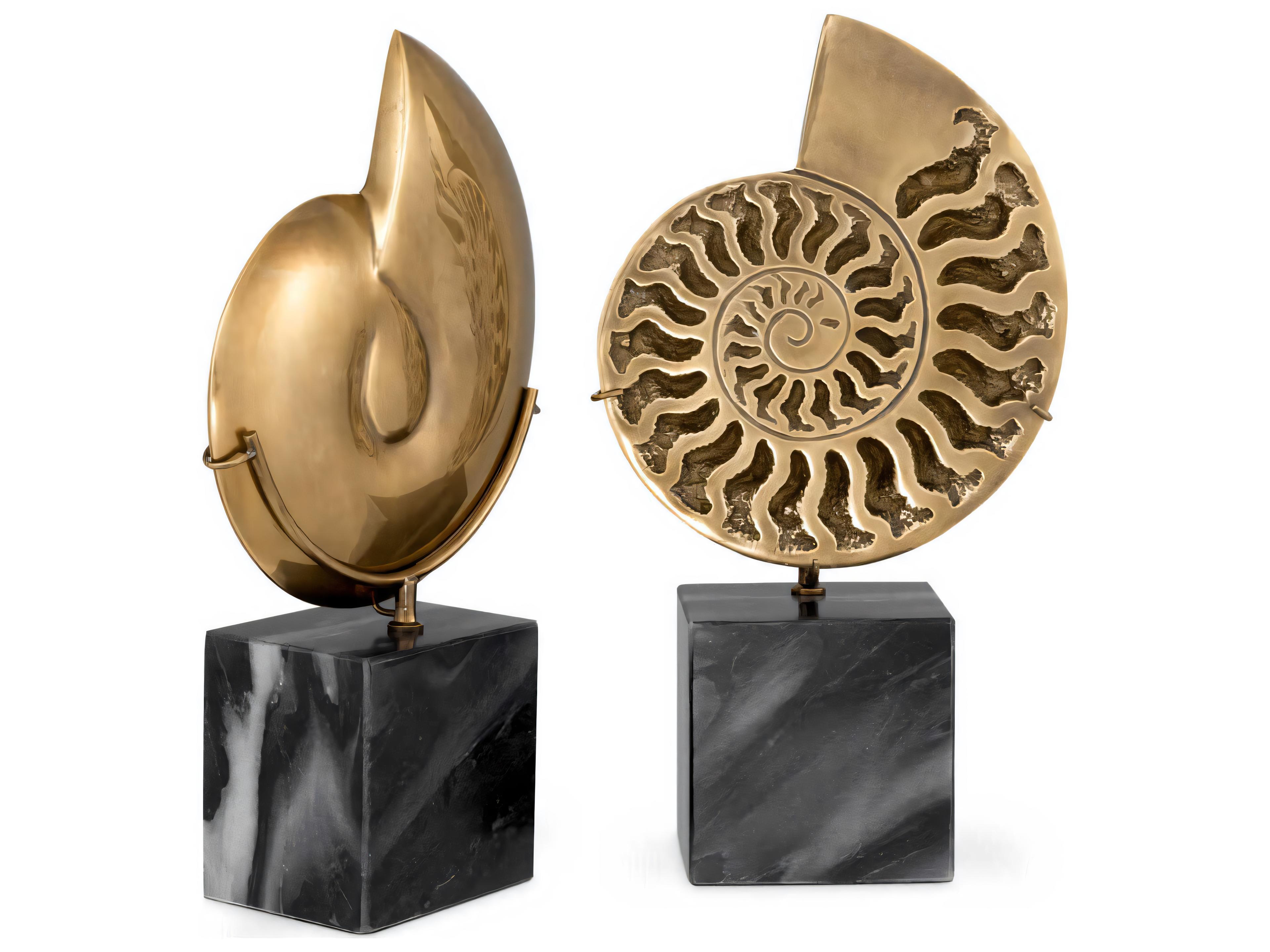 Eichholtz Ammonite Vintage Brass Object Set of 2