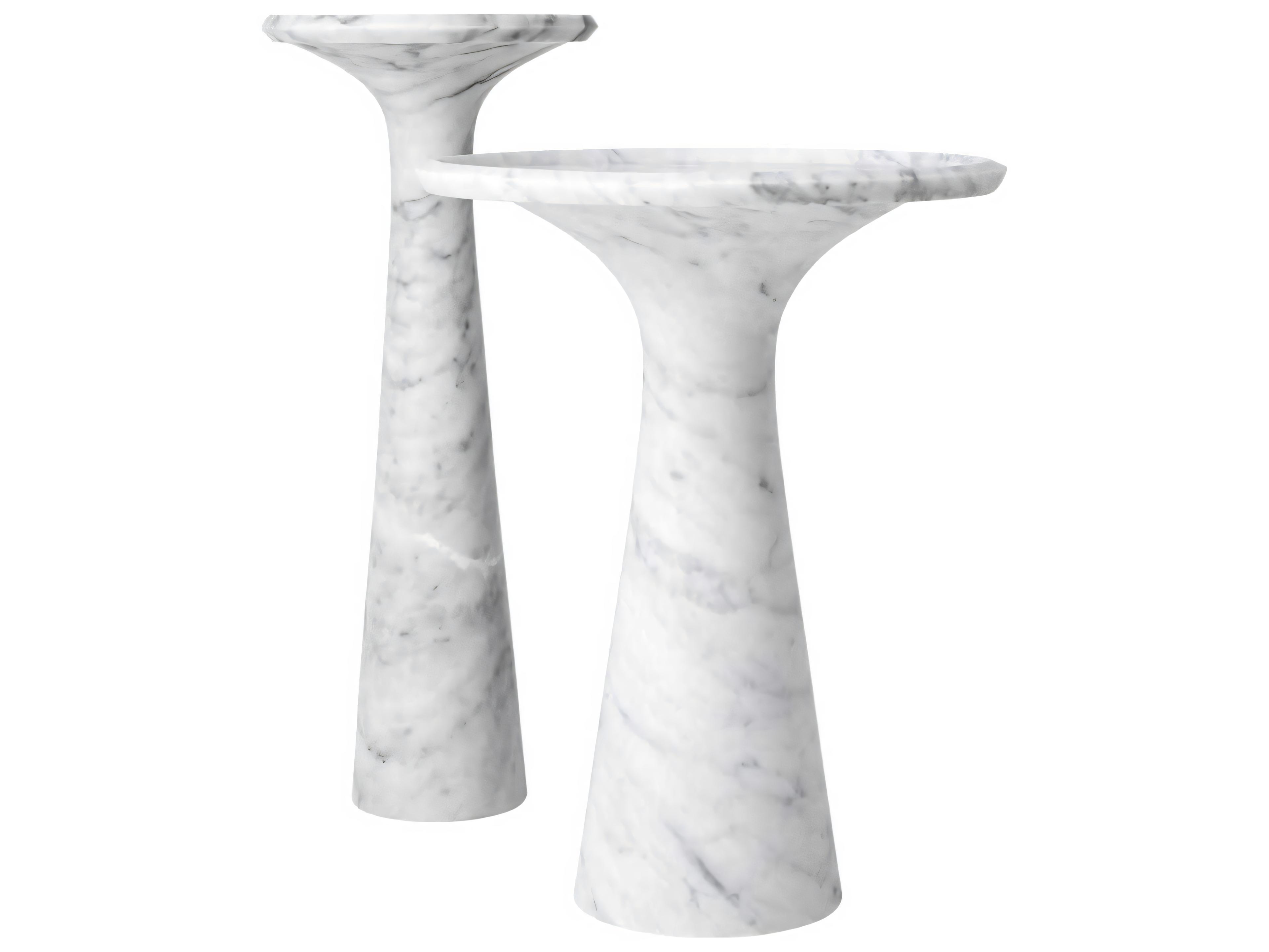 Eichholtz Pompano High White Carrera Marble Side Table