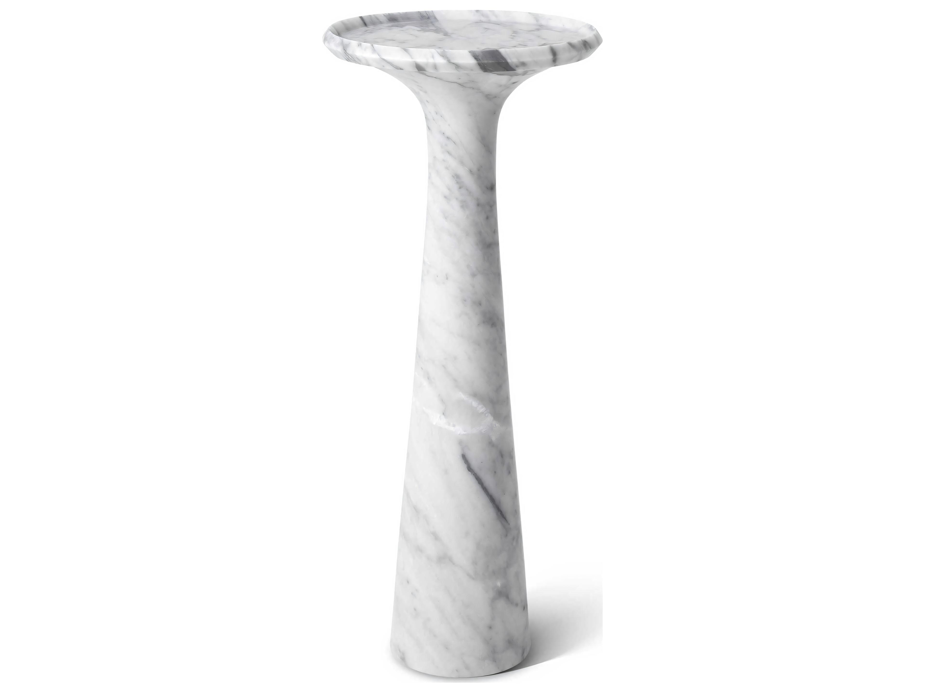Eichholtz Pompano High White Carrera Marble Side Table