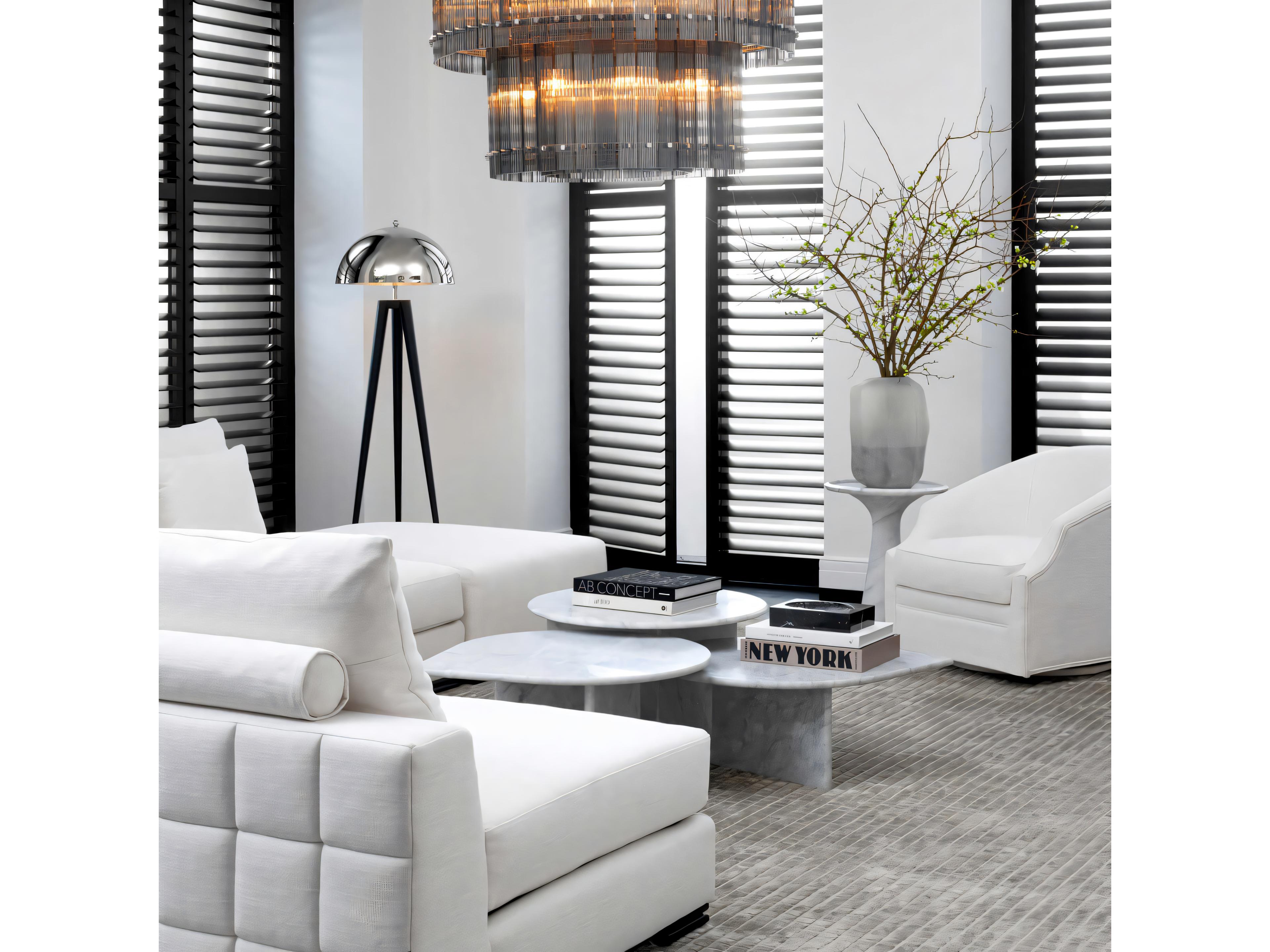 Eichholtz Pompano Low White Carrera Marble Side Table