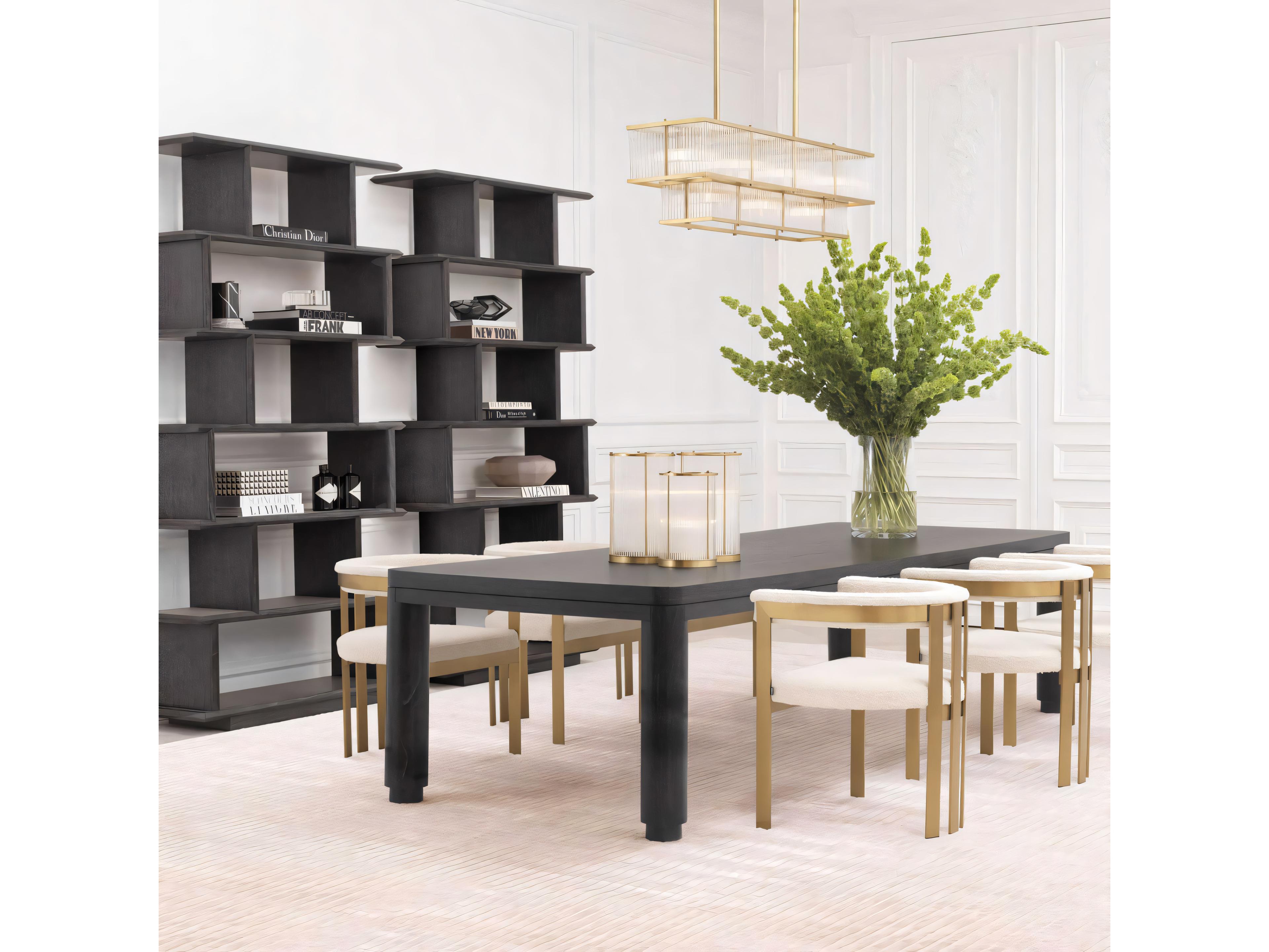 Eichholtz Atelier L Charcoal Grey Oak Veneer Dining Table