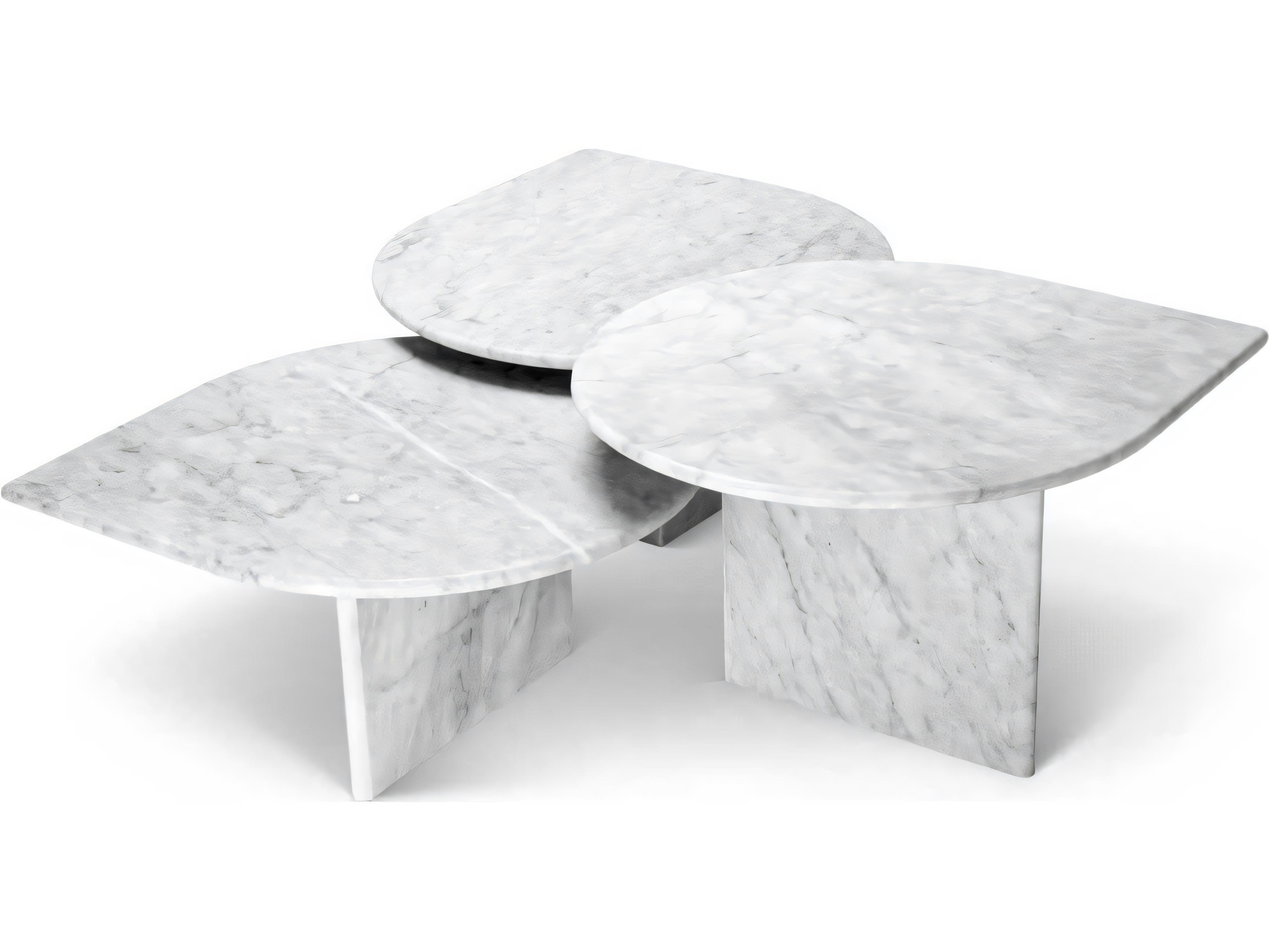 Eichholtz Naples White Carrera Marble Set of 3 Coffee Table