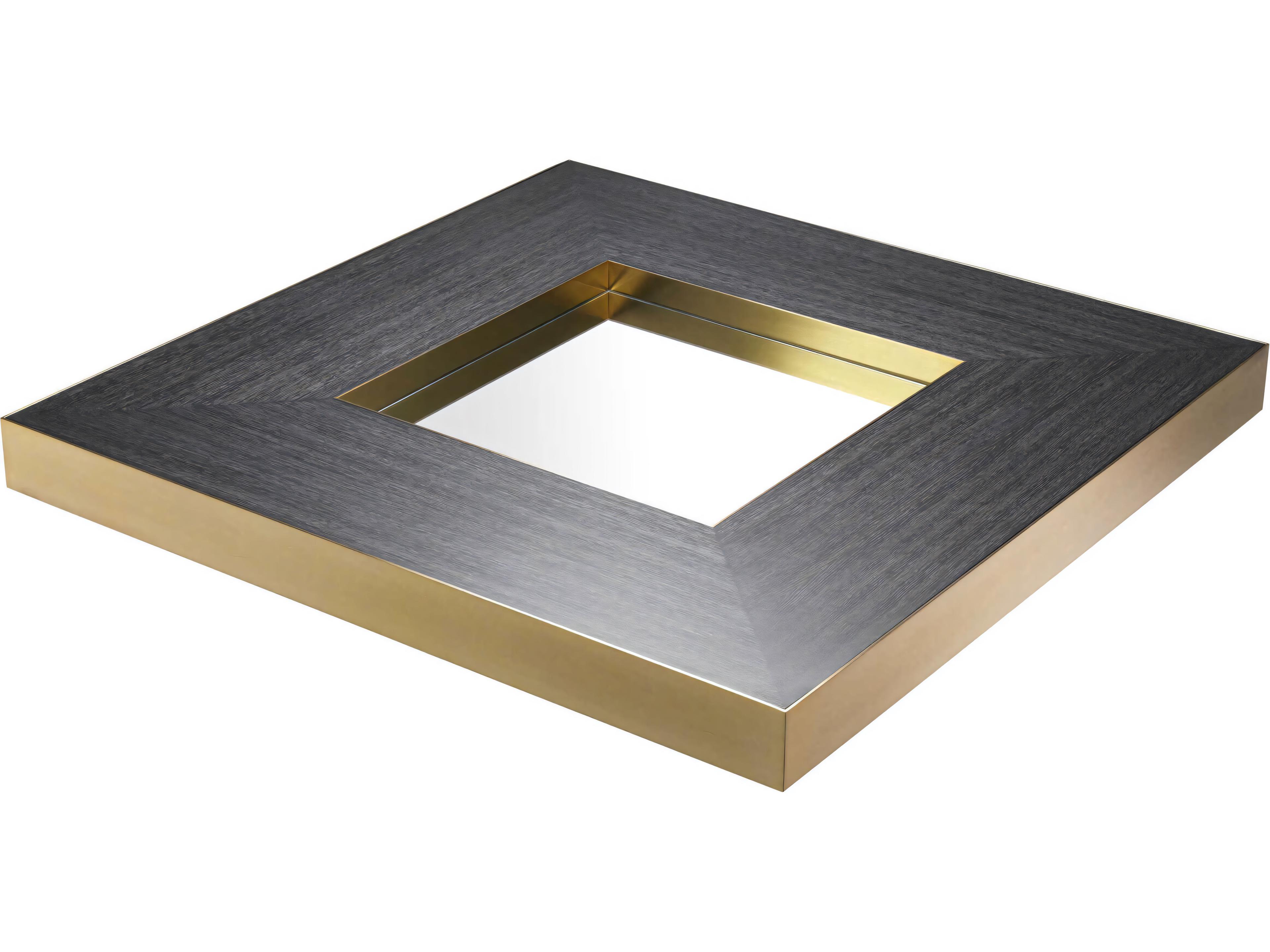 Eichholtz Concorde Brushed Brass Charcoal Grey Oak Veneer Coffee Table