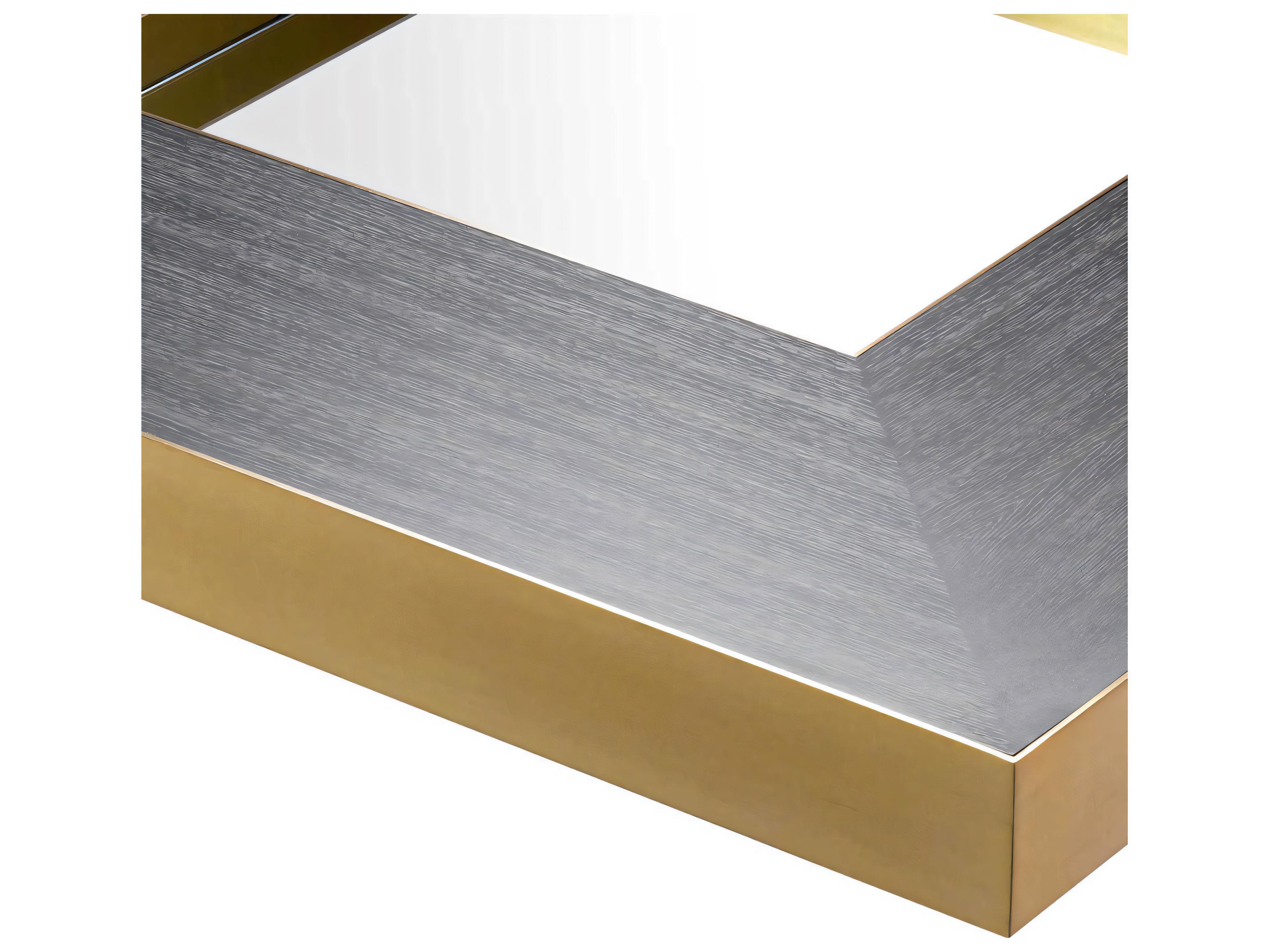 Eichholtz Concorde Brushed Brass Charcoal Grey Oak Veneer Coffee Table