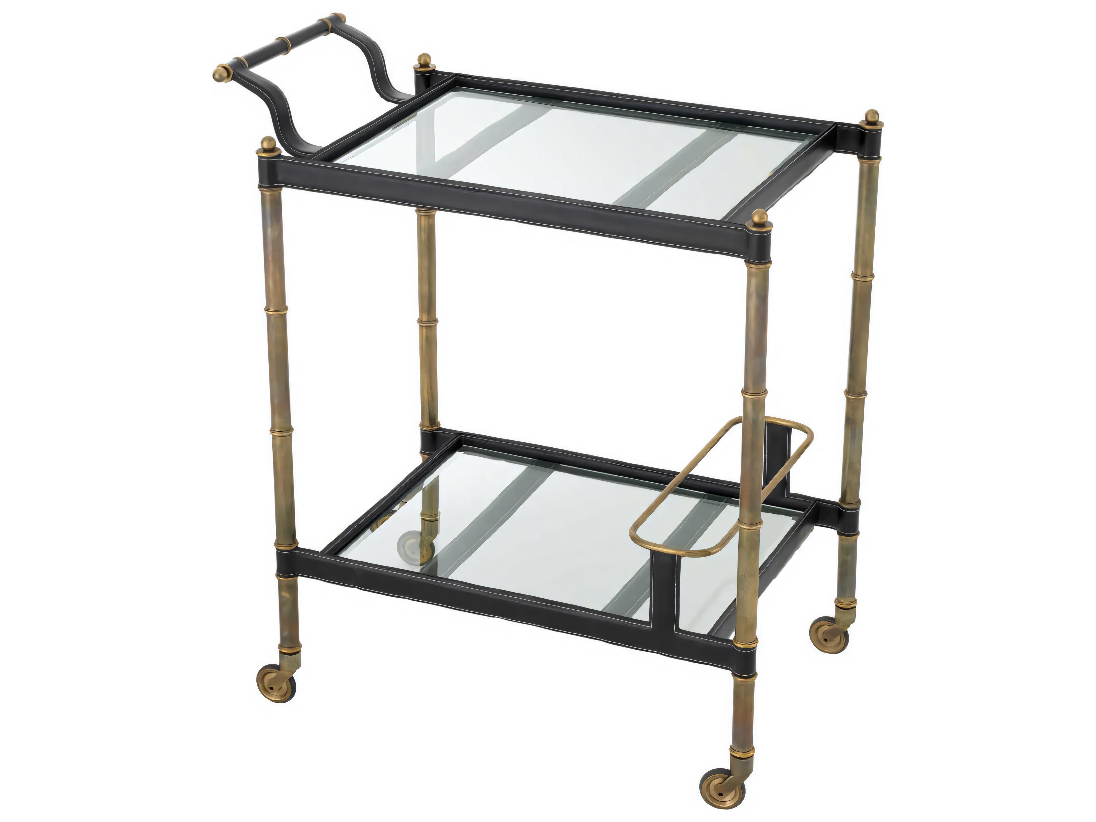 Eichholtz Princess Vintage Brass Black Leather Trolley