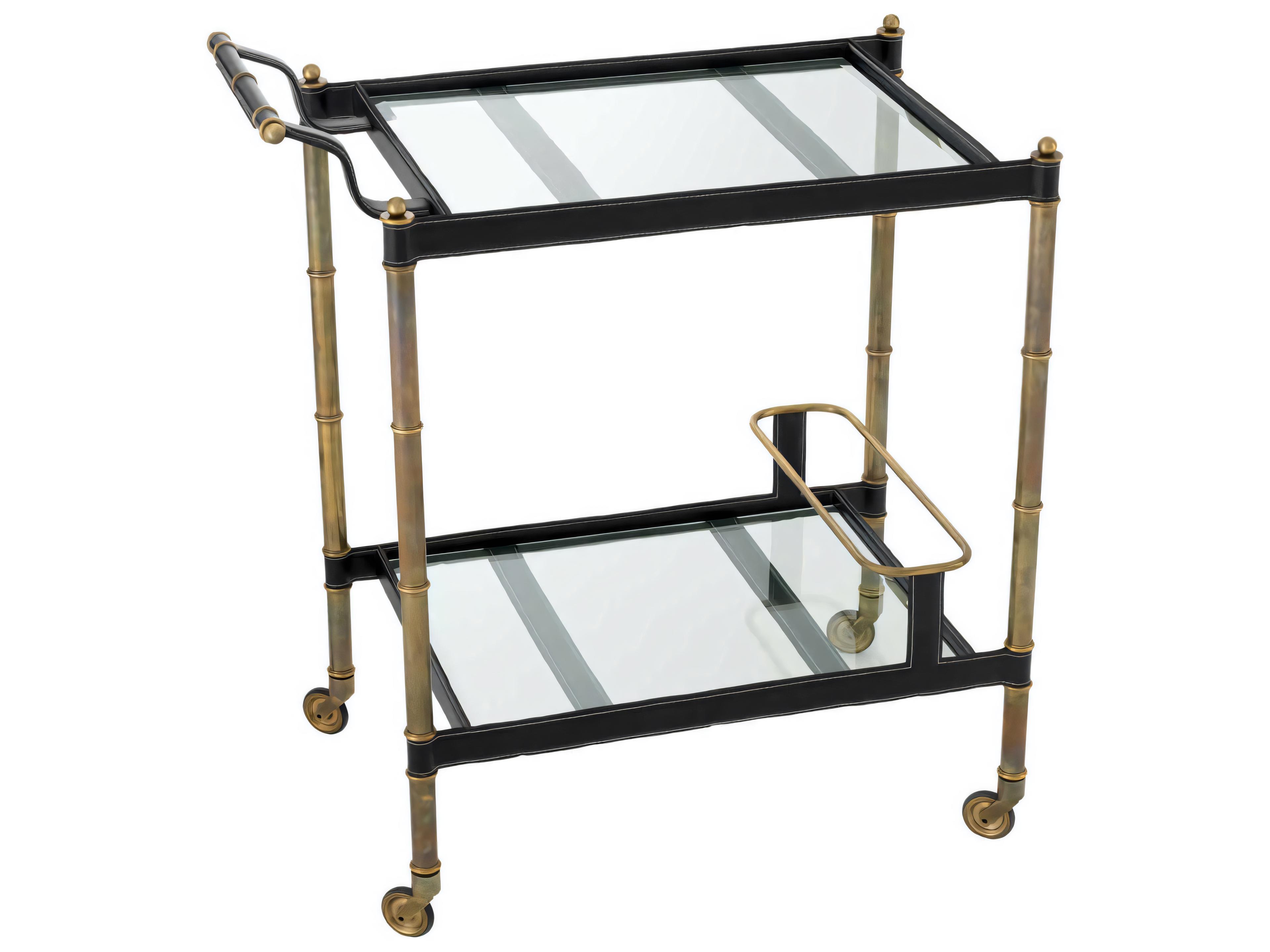 Eichholtz Princess Vintage Brass Black Leather Trolley