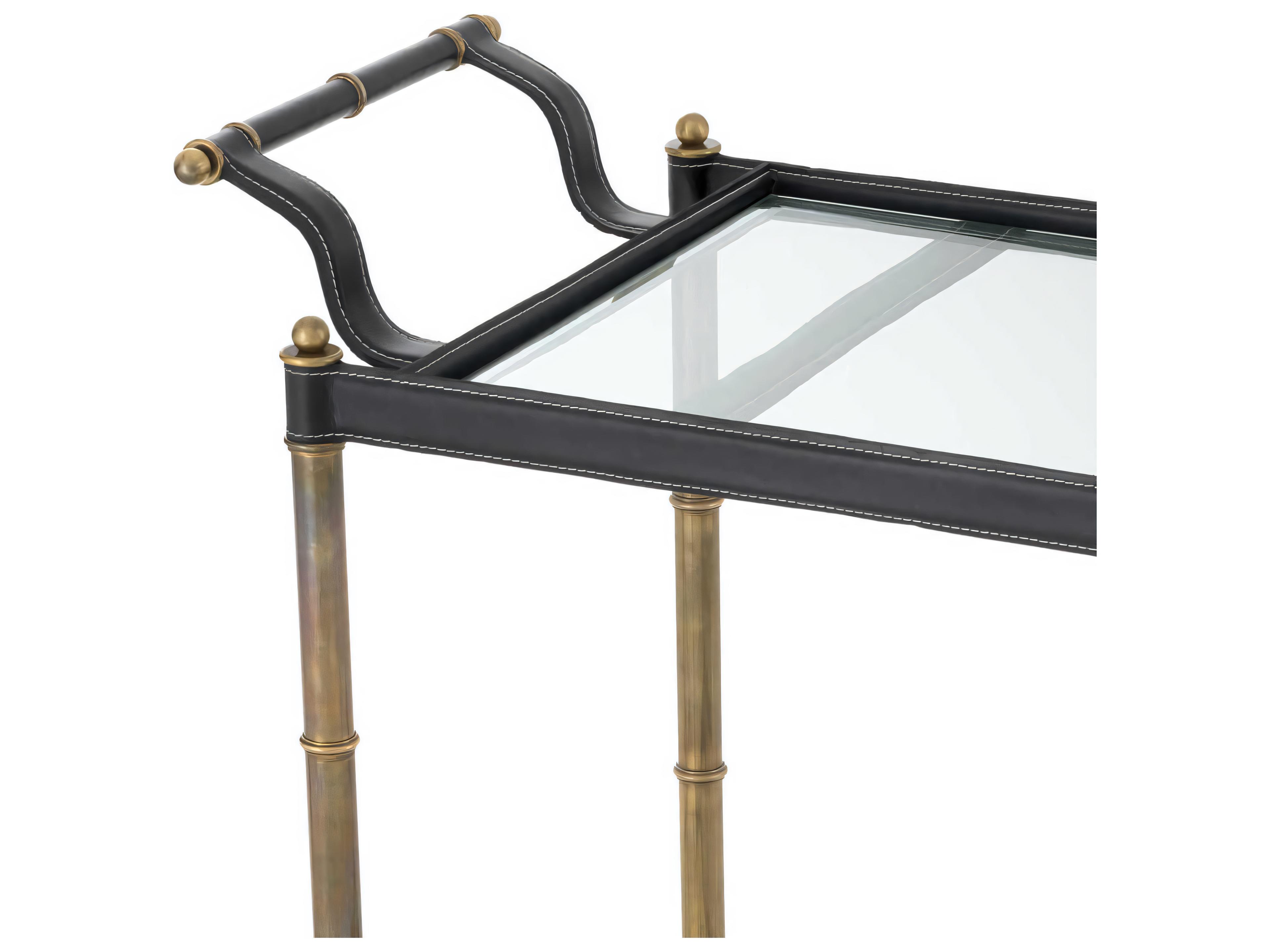 Eichholtz Princess Vintage Brass Black Leather Trolley