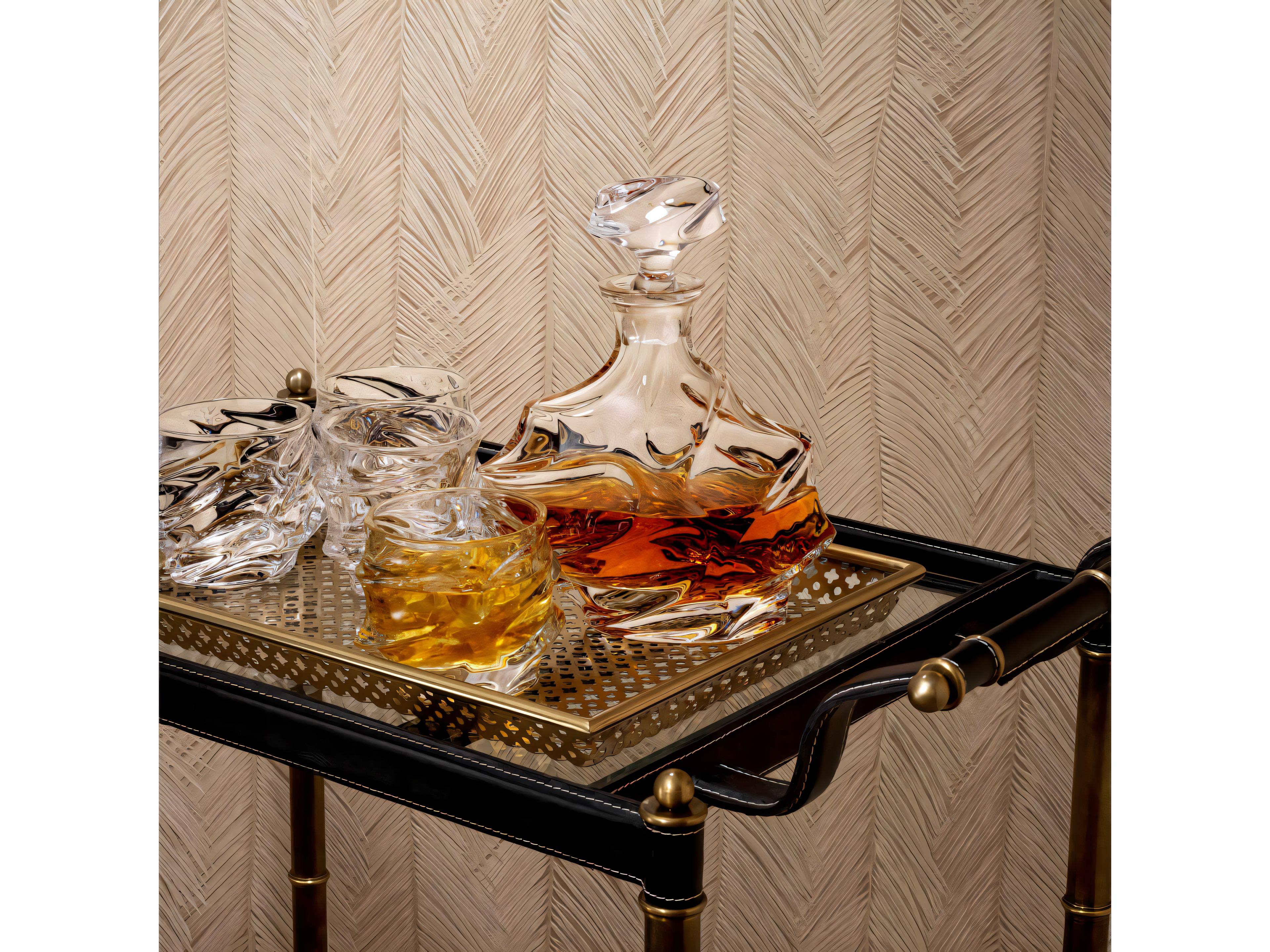 Eichholtz Princess Vintage Brass Black Leather Trolley