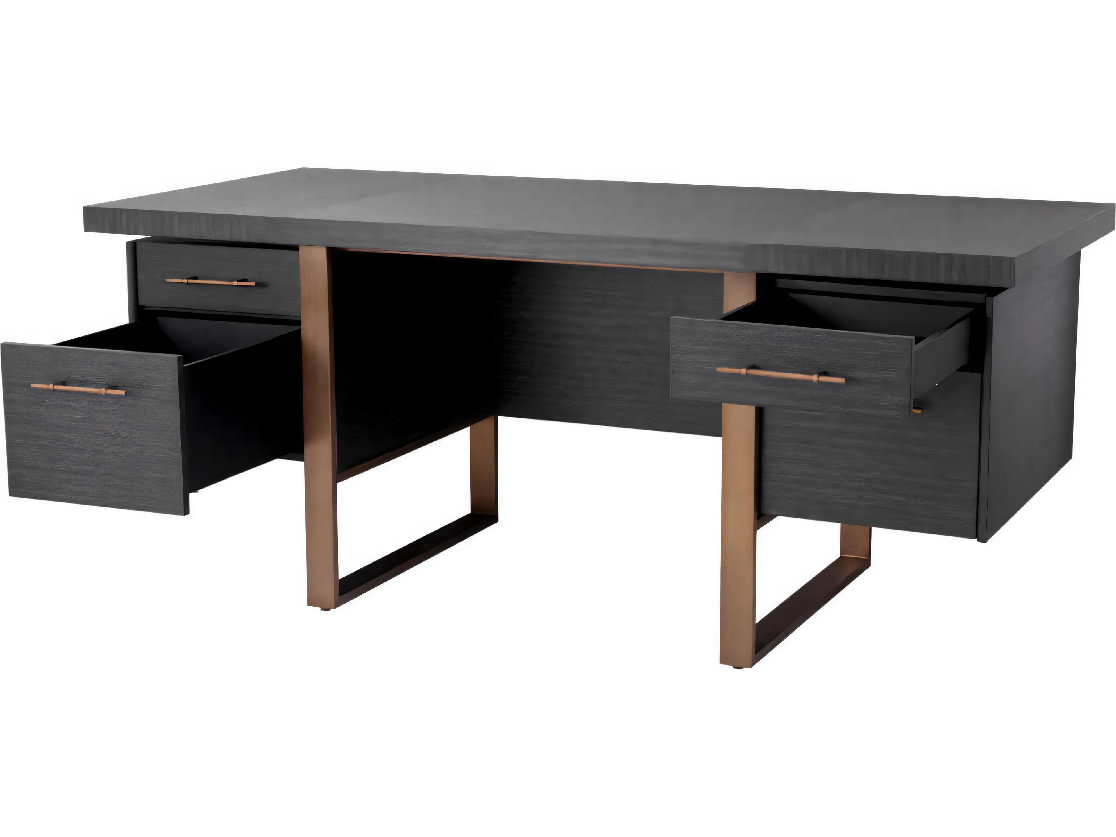 Eichholtz Canova Charcoal Grey Oak Veneer Desk