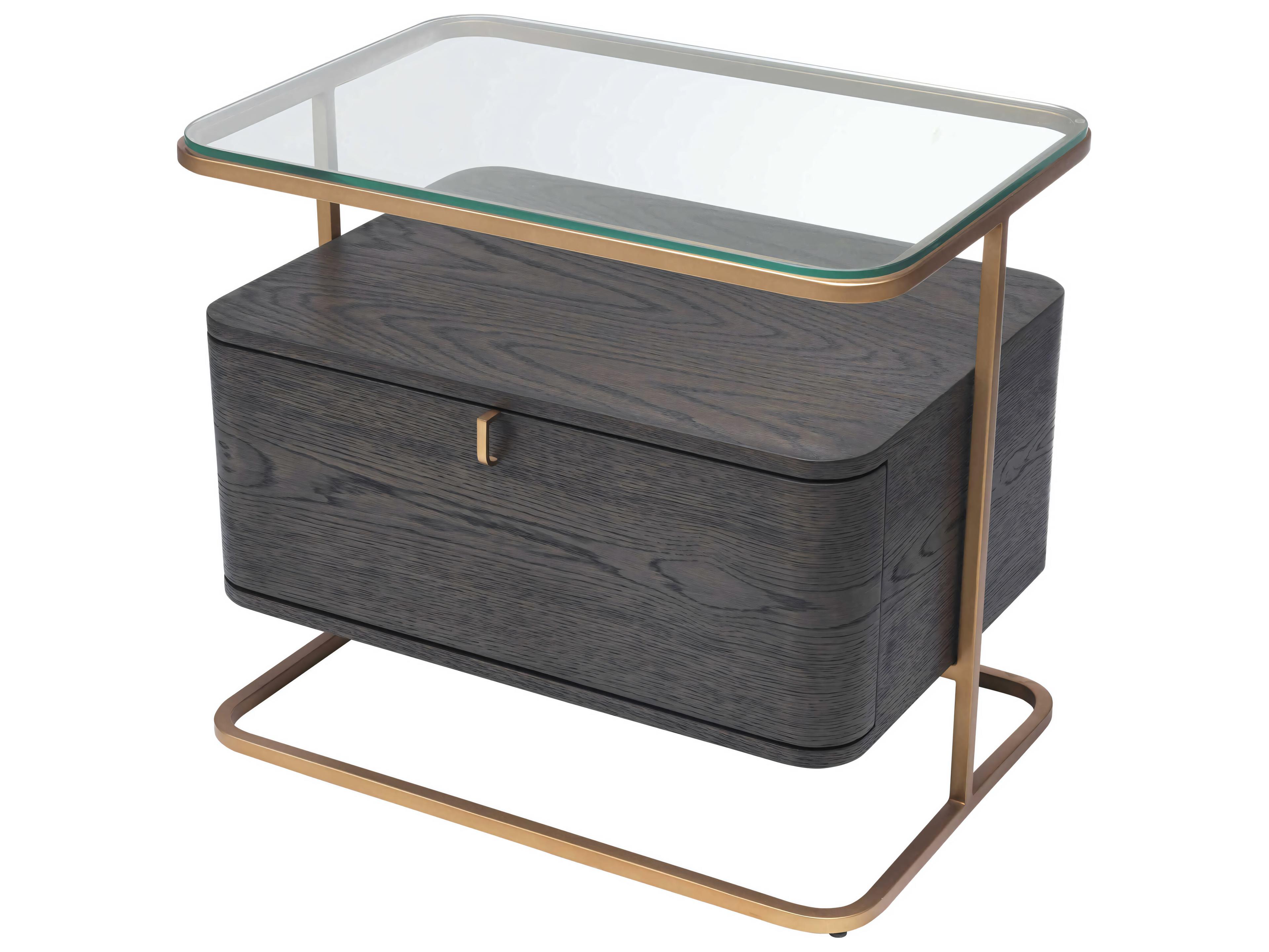 Eichholtz Augusto Mocha Crown Oak Veneer Nightstand