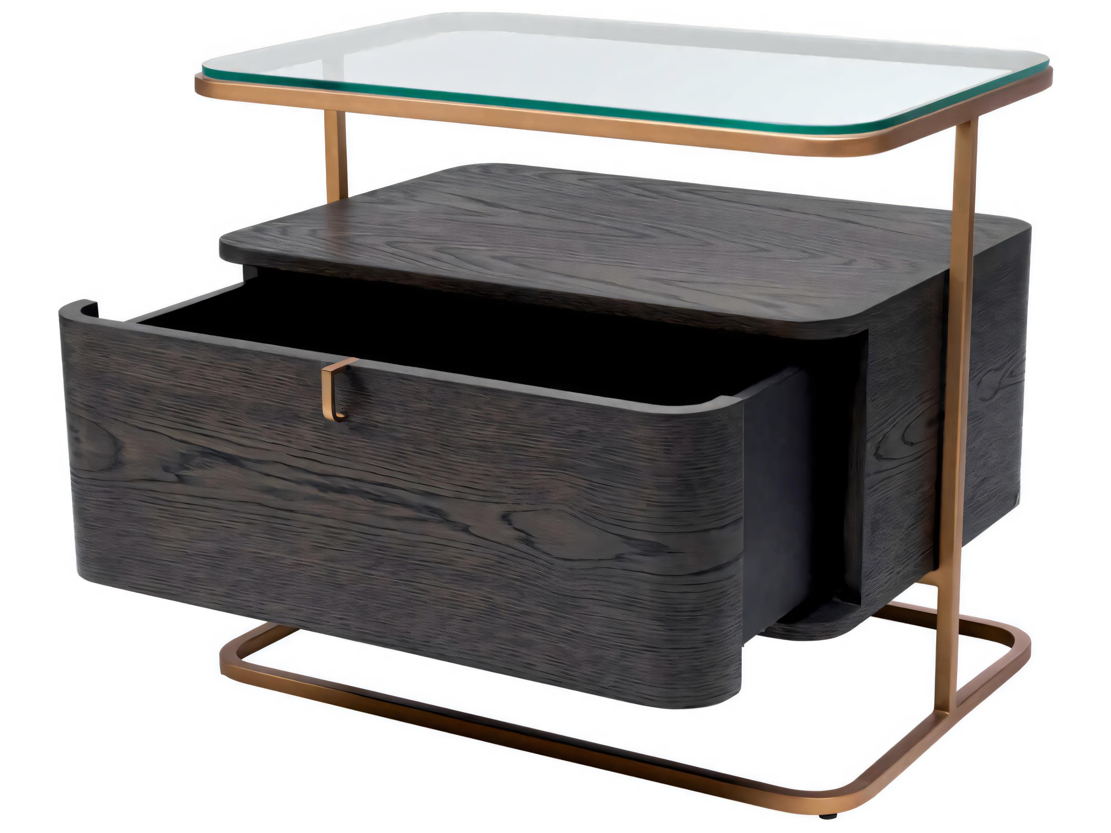 Eichholtz Augusto Mocha Crown Oak Veneer Nightstand