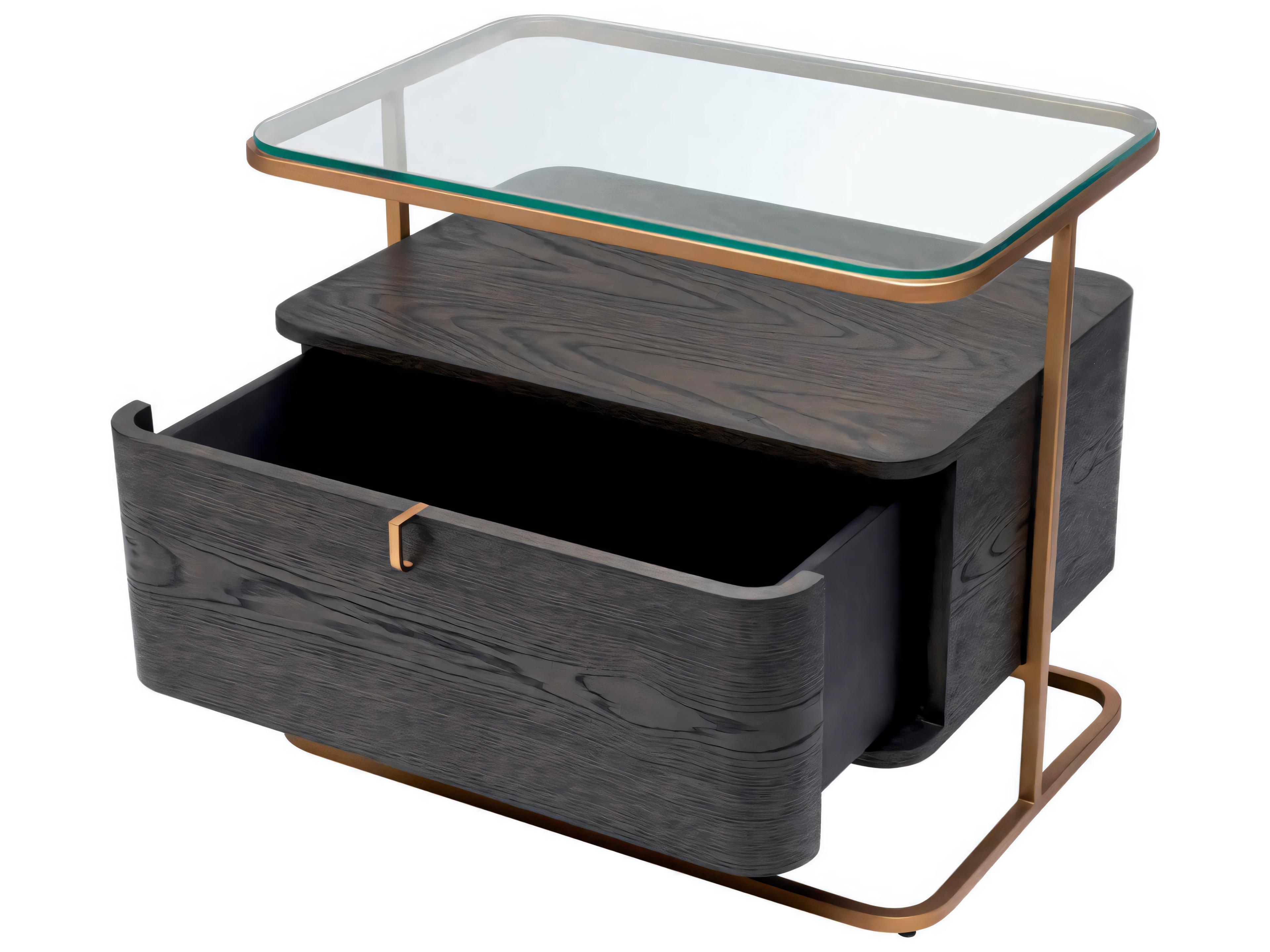 Eichholtz Augusto Mocha Crown Oak Veneer Nightstand