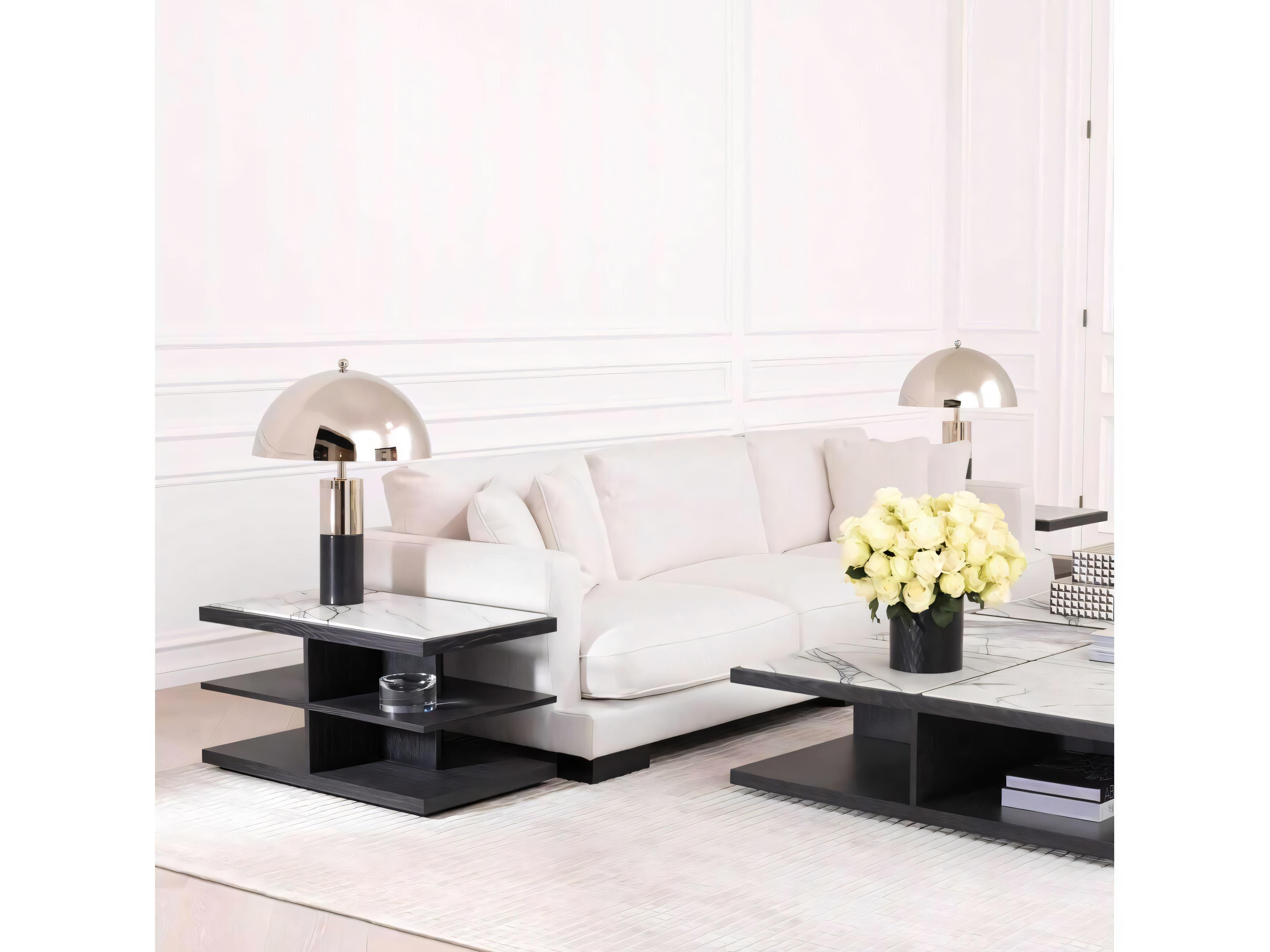 Eichholtz Miguel Charcoal Grey Oak Veneer Side Table