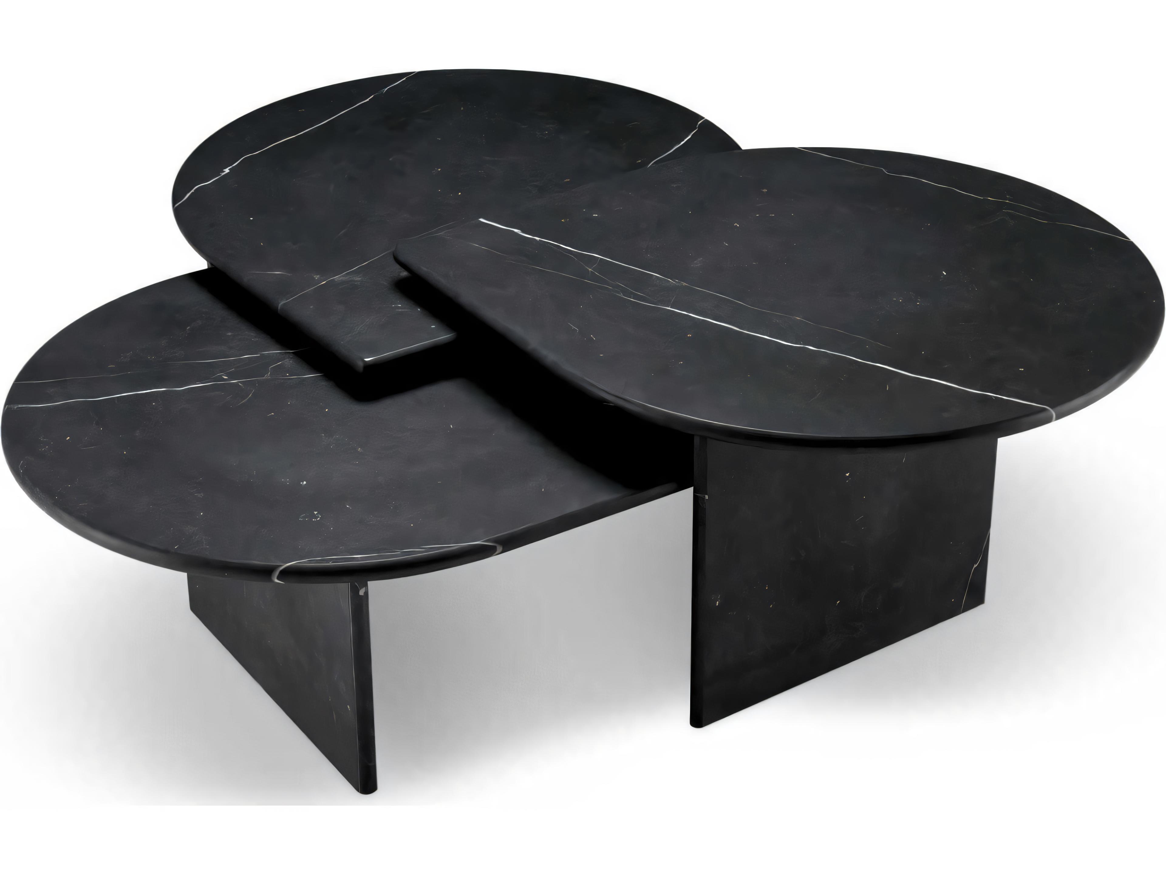 Eichholtz Naples Honed Black Marble Set of 3 Coffee Table
