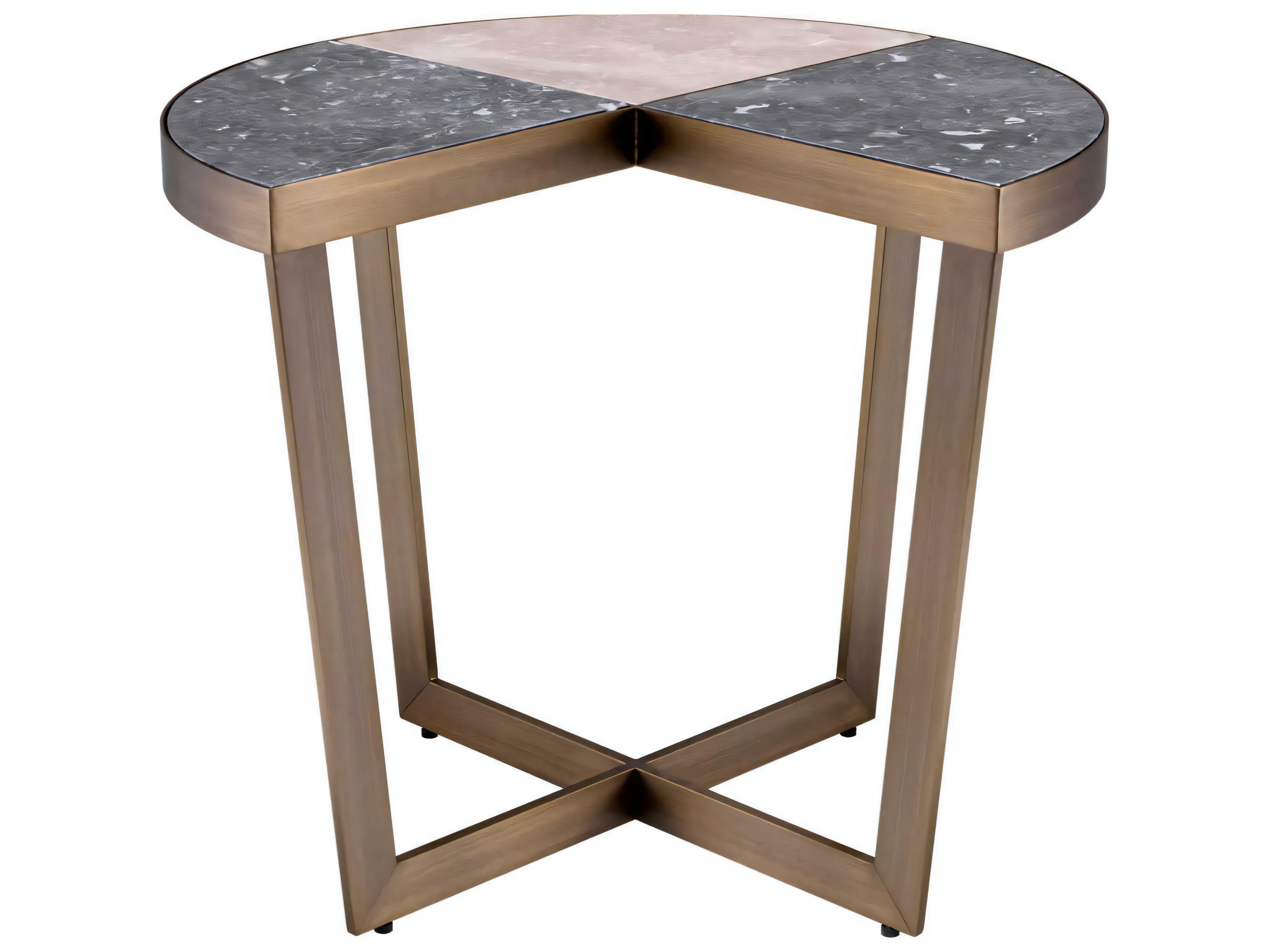 Eichholtz Turino Brushed Brass Grey Marble Side Table
