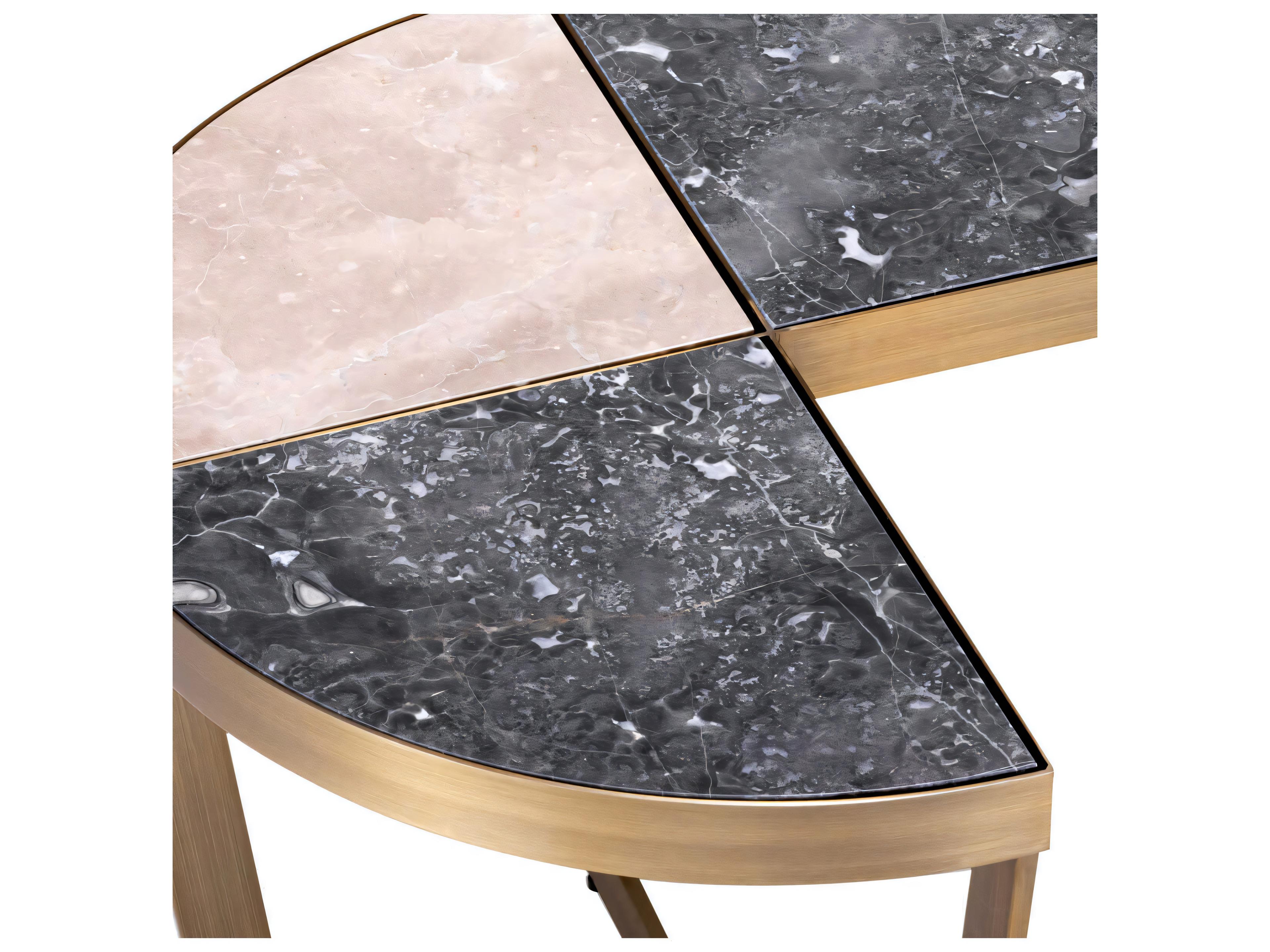 Eichholtz Turino Brushed Brass Grey Marble Side Table