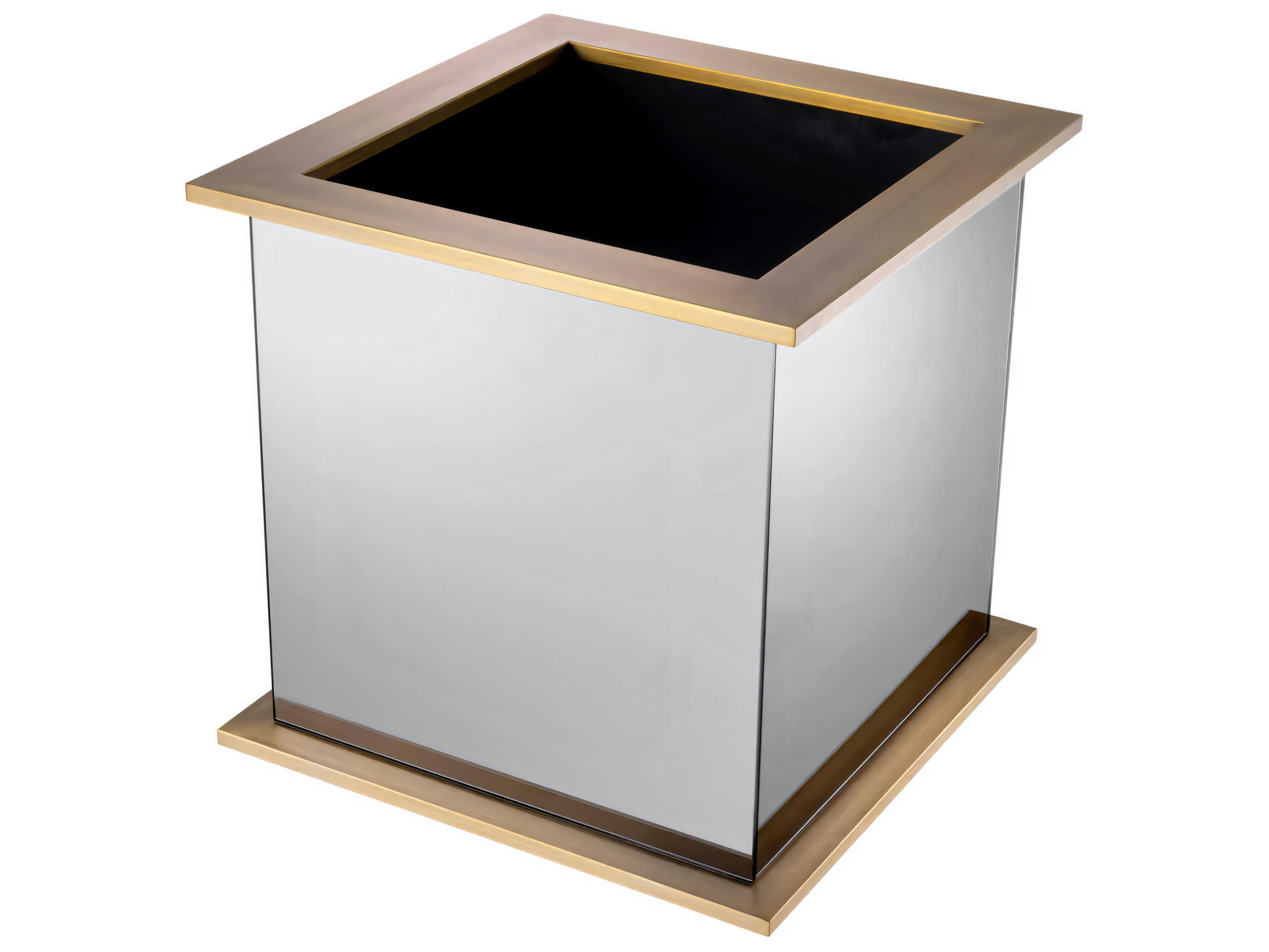 Eichholtz Moorea Brass Smoke Mirror Glass Planter