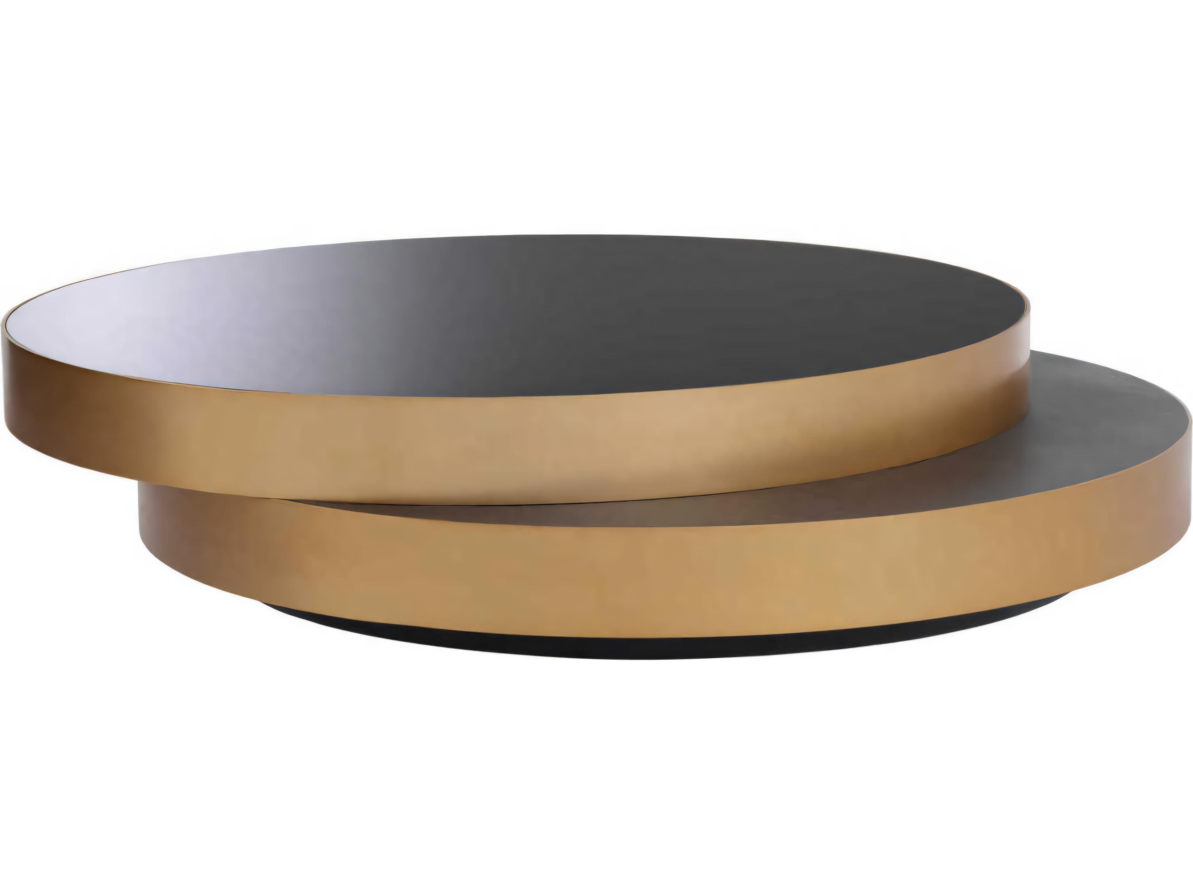Eichholtz Griffith Charcoal Grey Oak Veneer Brushed Brass Black Glass Coffee Table
