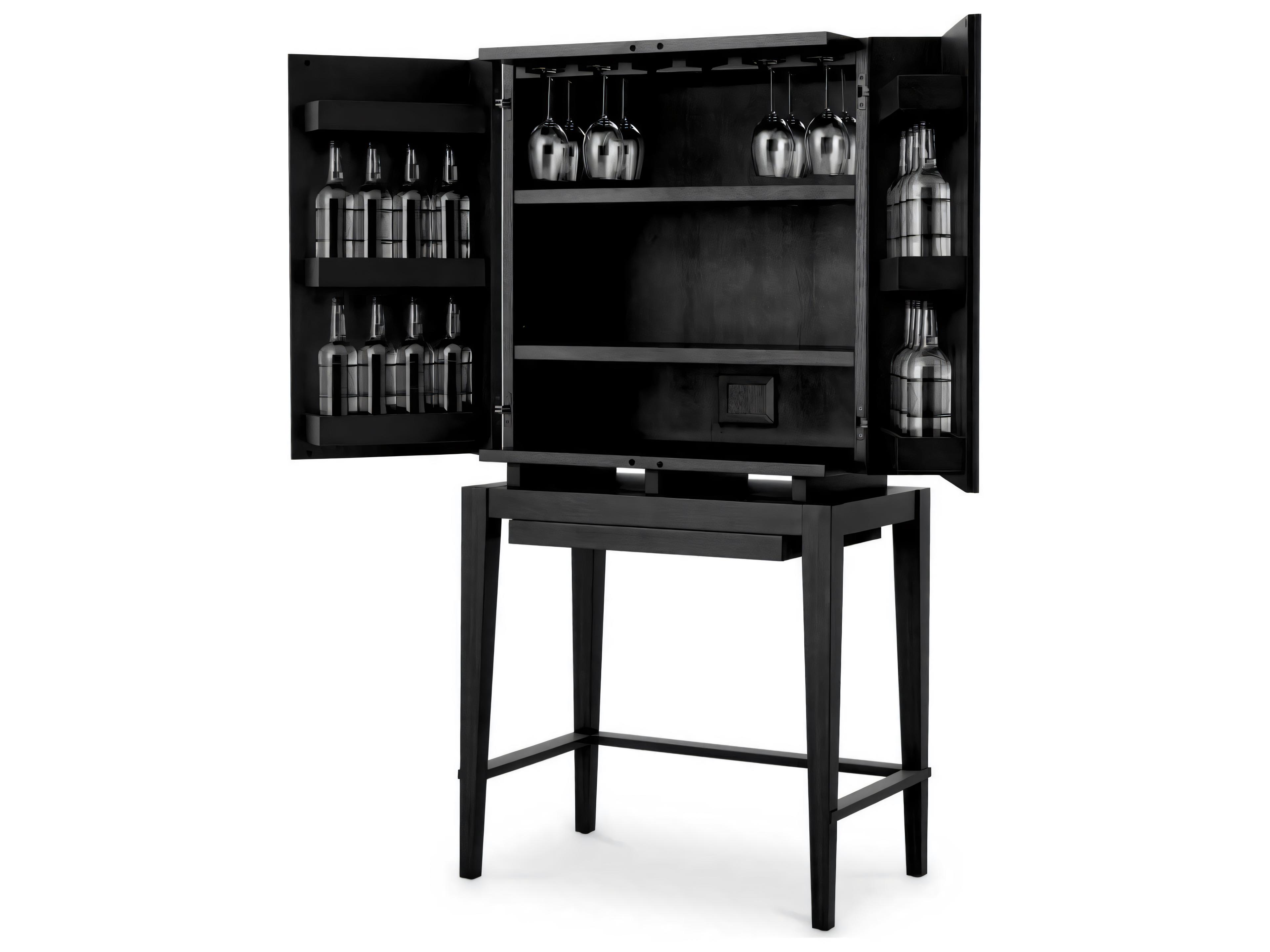Eichholtz Dimitrios Charcoal Grey Oak Veneer Bar Cabinet