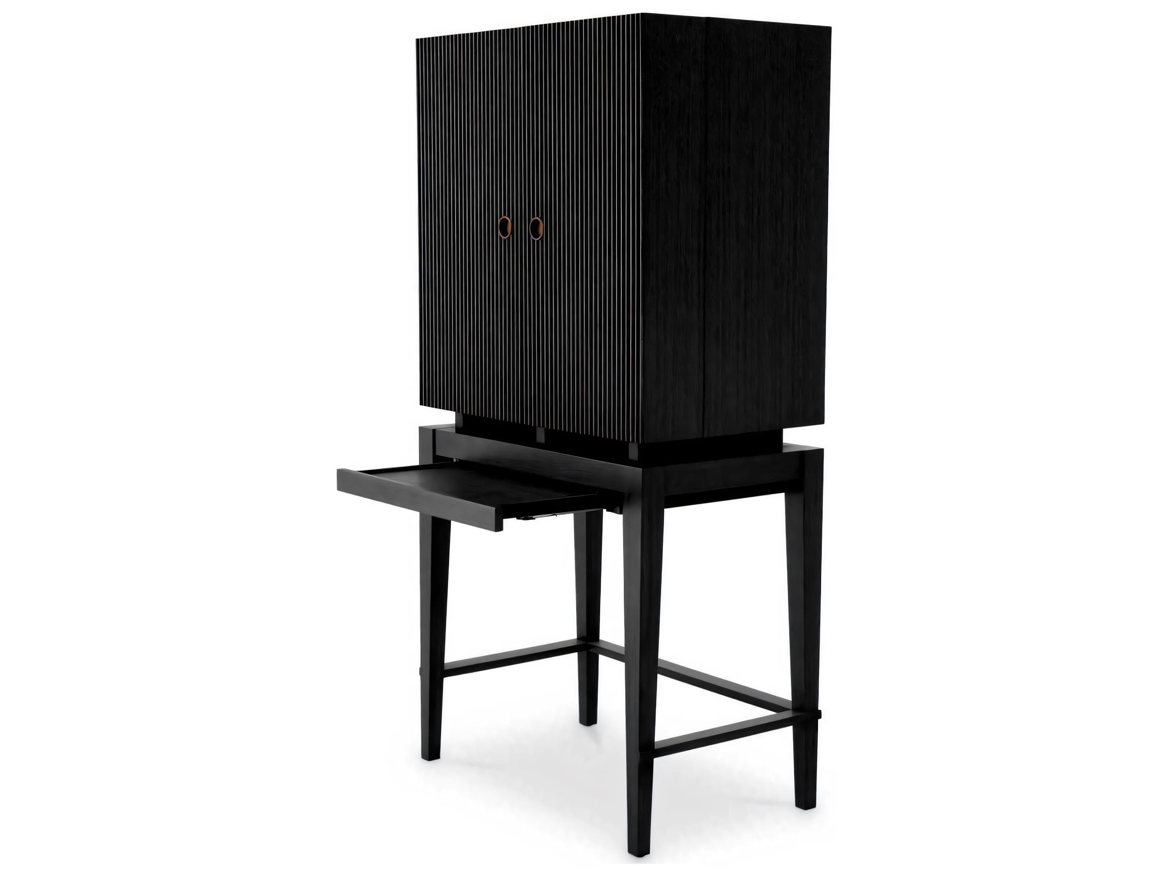 Eichholtz Dimitrios Charcoal Grey Oak Veneer Bar Cabinet