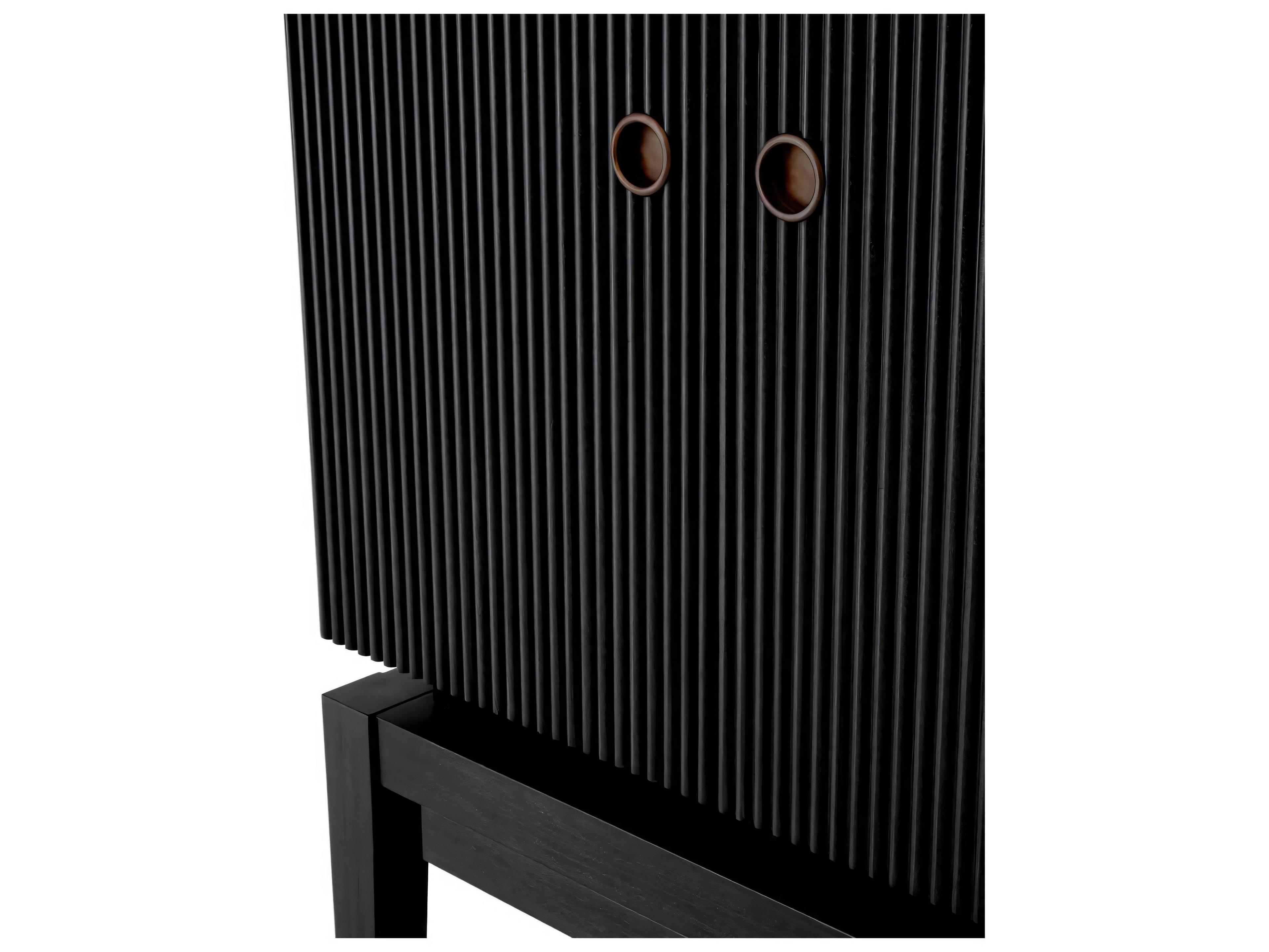 Eichholtz Dimitrios Charcoal Grey Oak Veneer Bar Cabinet