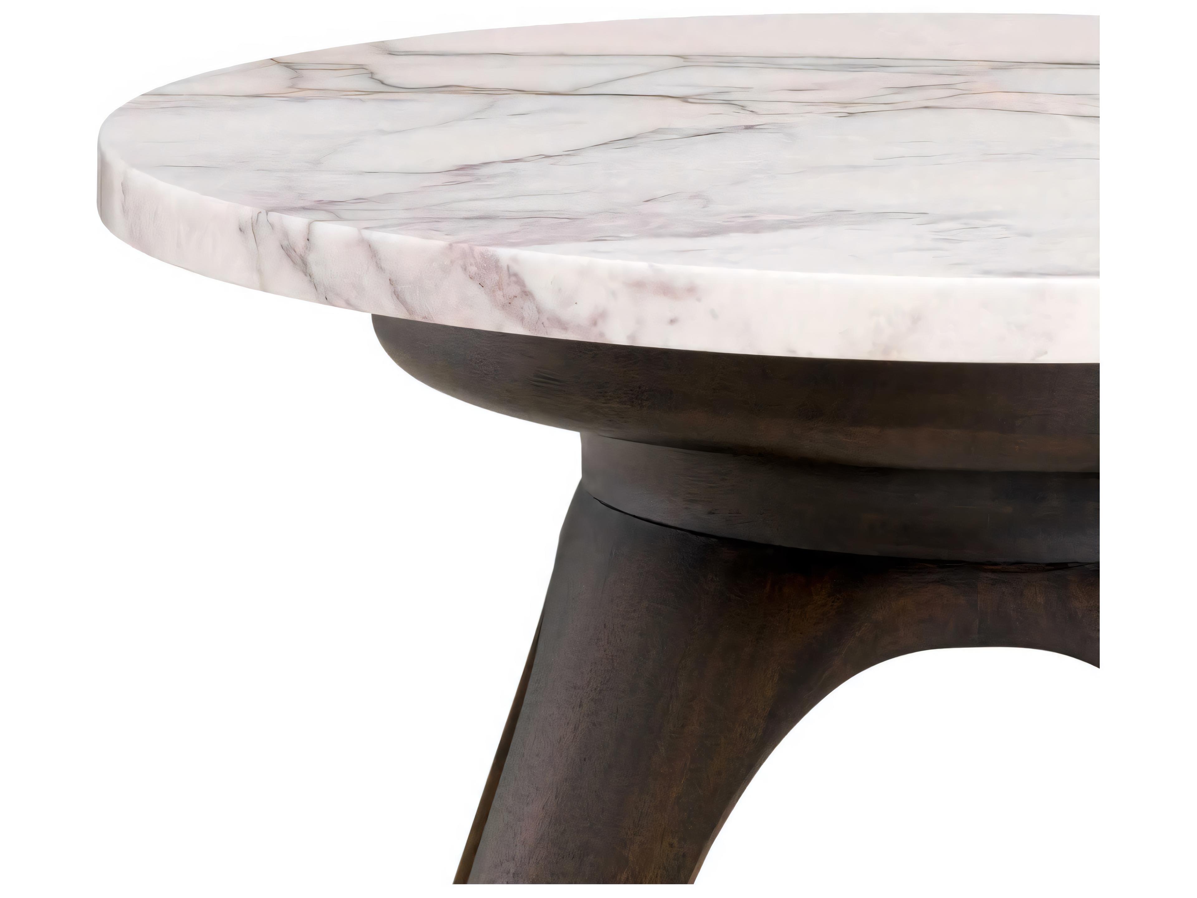 Eichholtz Borre Round Bianco Lilac Marble Side Table