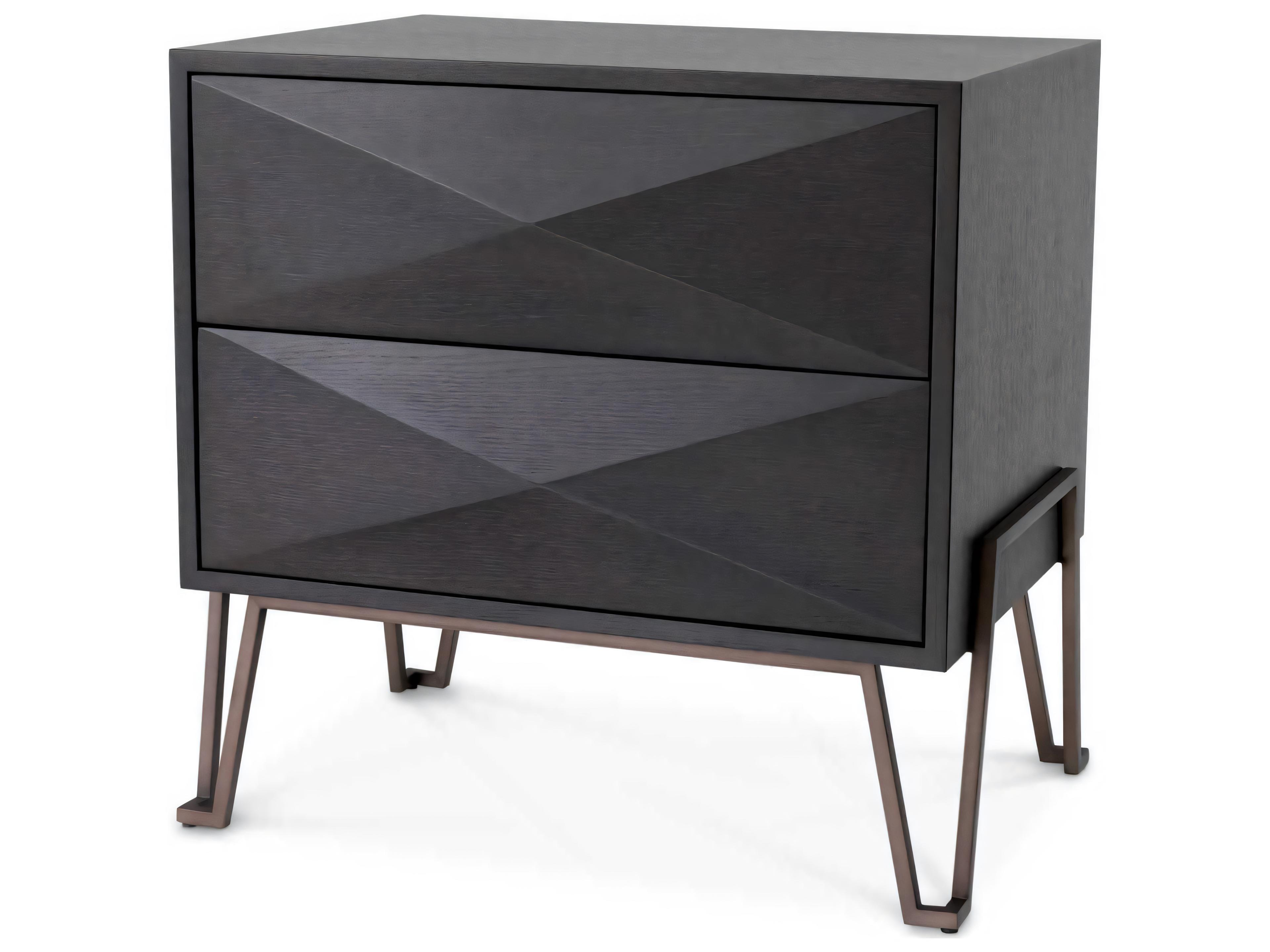 Eichholtz Highland Charcoal Brown Oak Veneer Nightstand