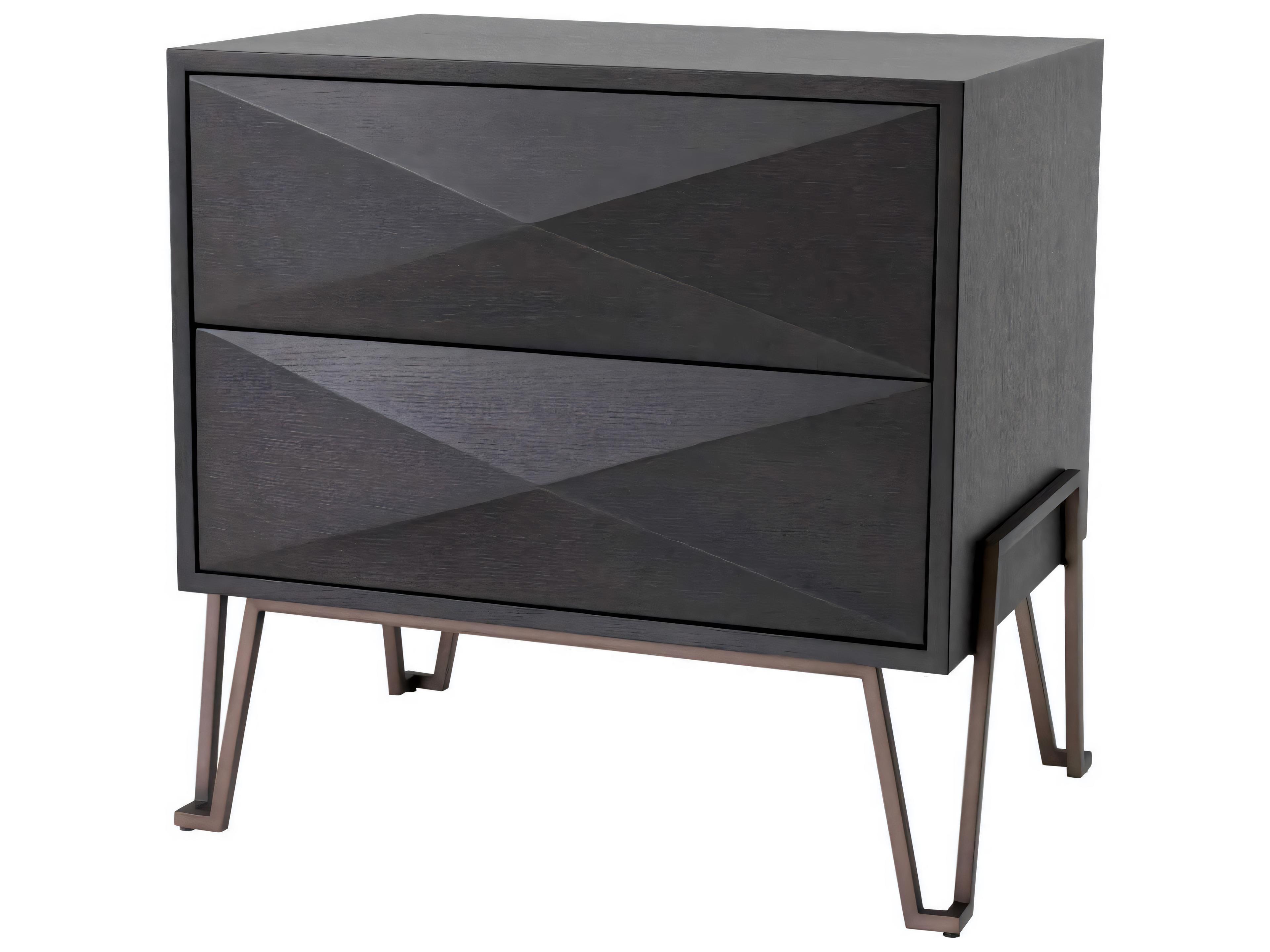 Eichholtz Highland Charcoal Brown Oak Veneer Nightstand