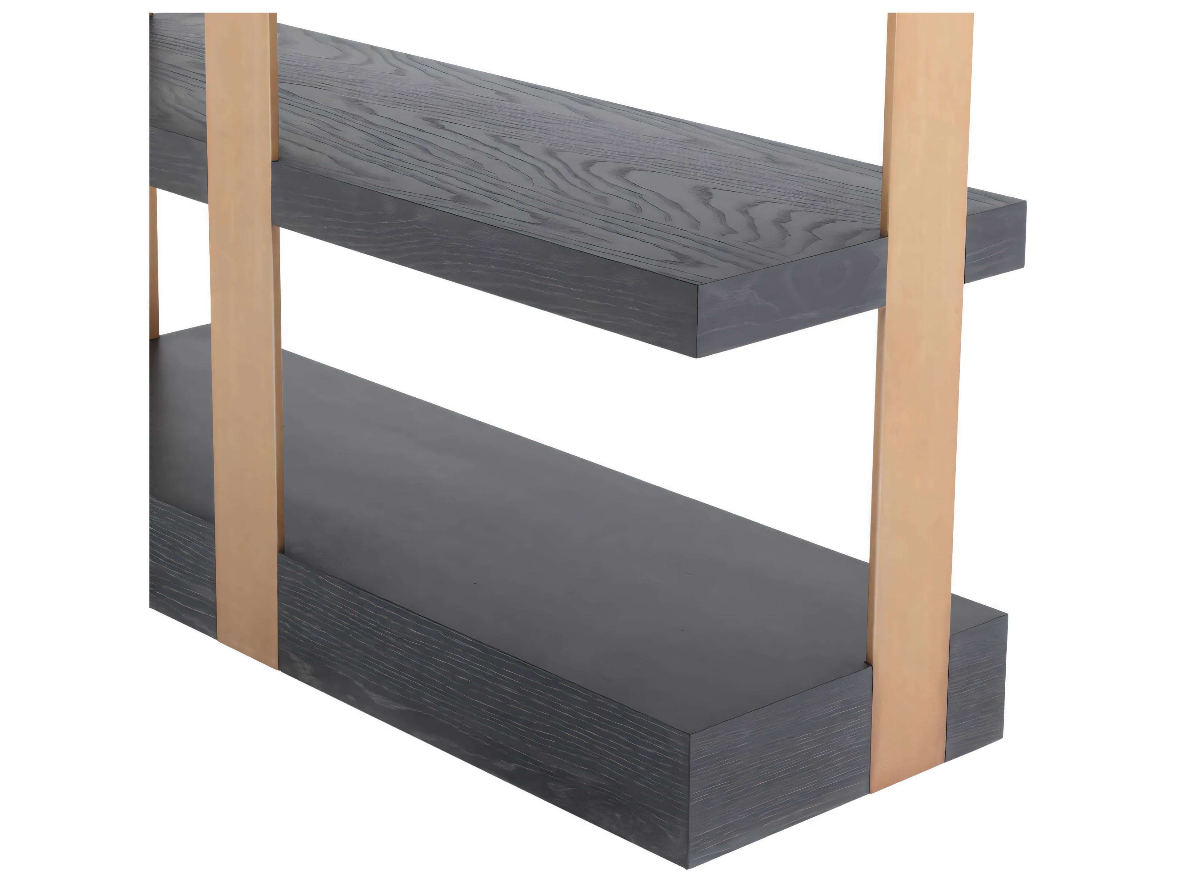 Eichholtz Geo Charcoal Grey Crown Oak Ven Br Brass Cabinet