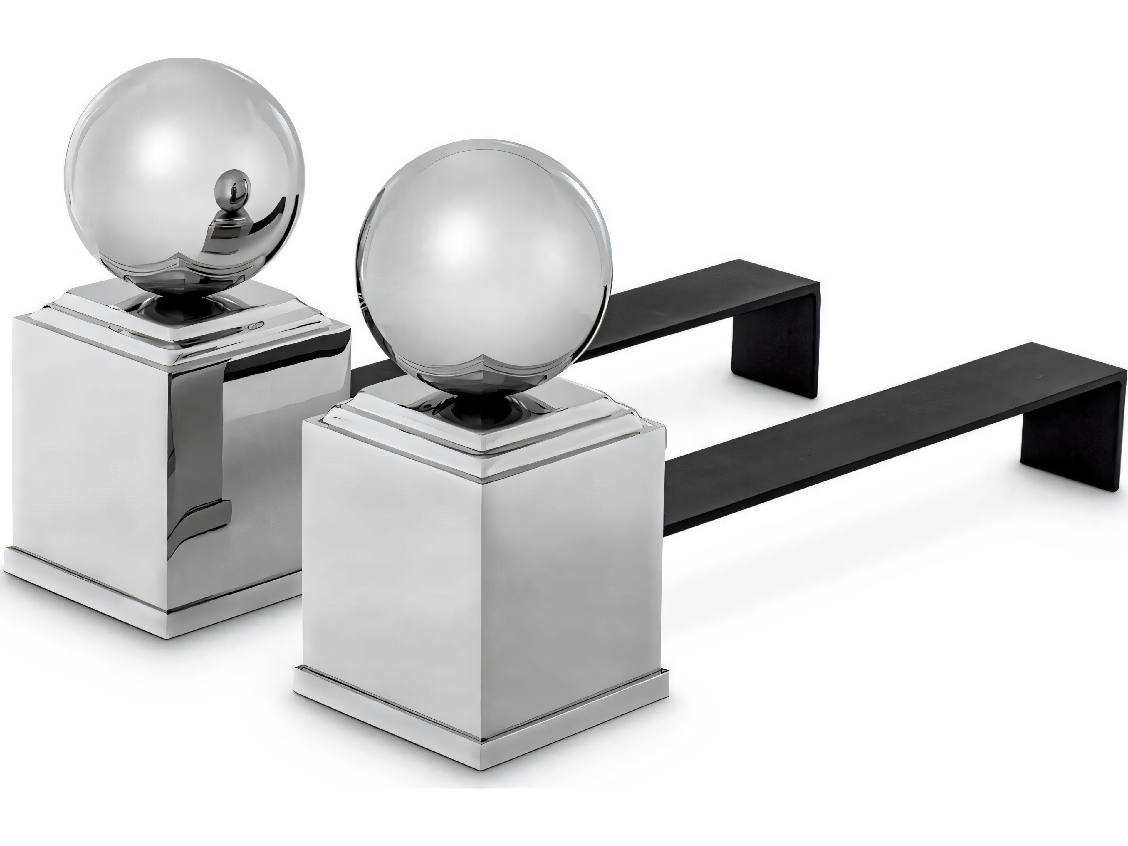 Eichholtz Viviers Nickel Andiron Set of 2