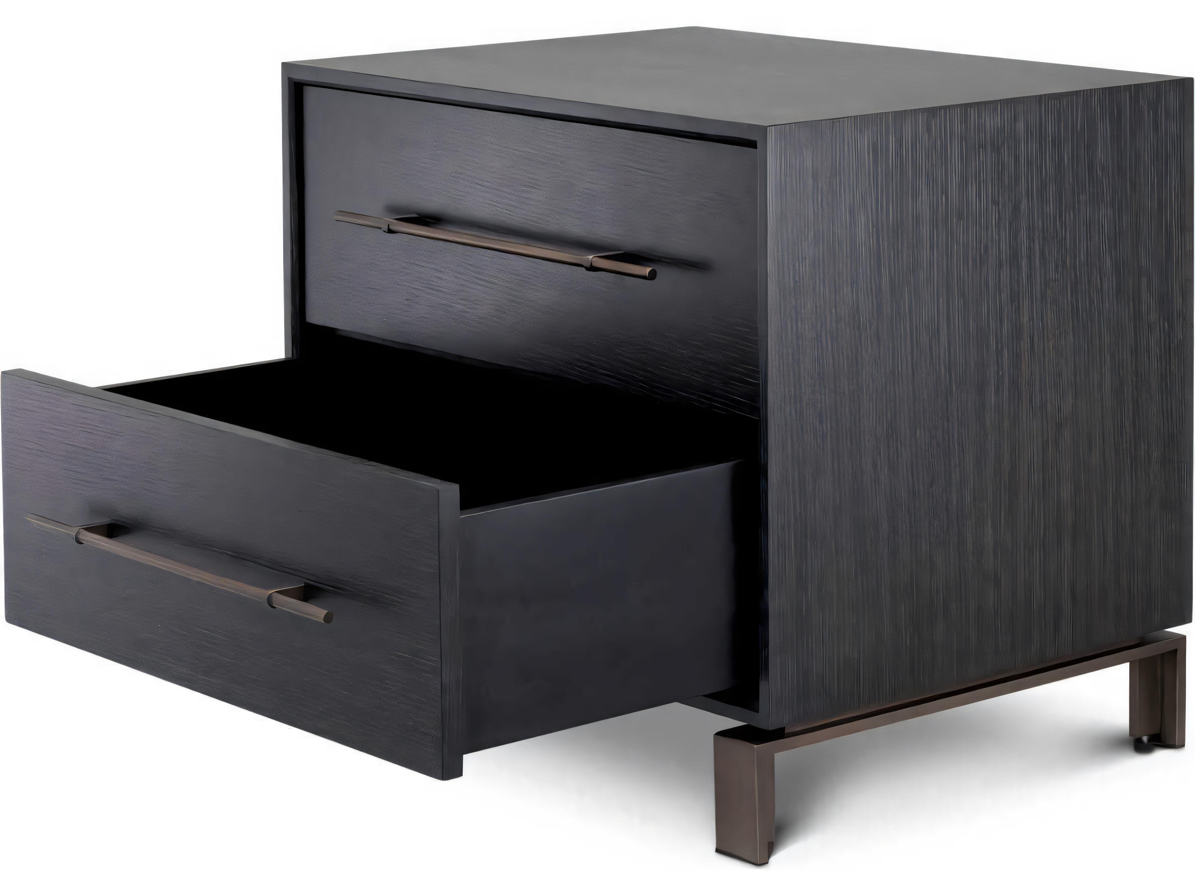 Eichholtz Canova Charcoal Grey Oak Veneer Nightstand
