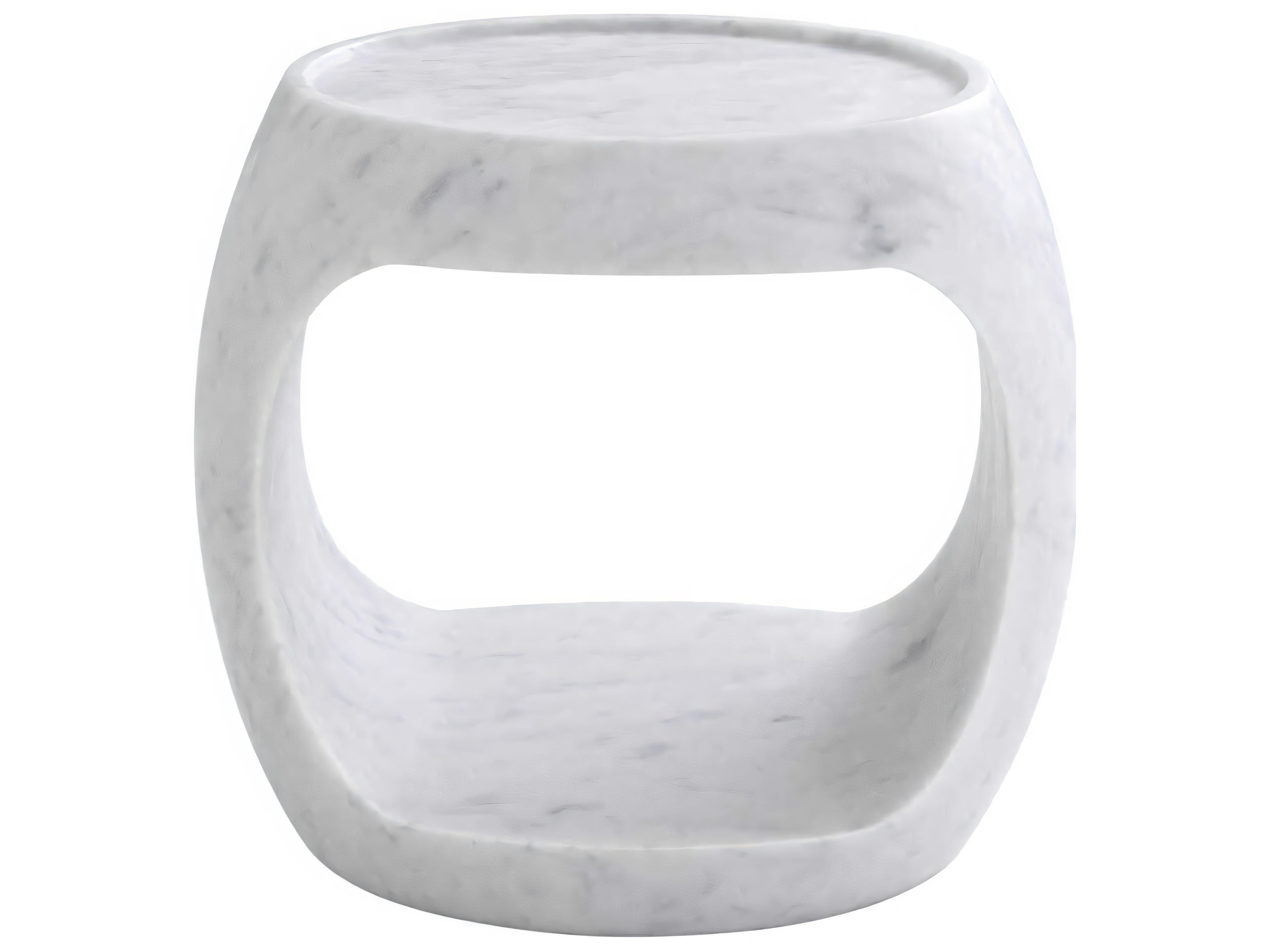 Eichholtz Clipper Low Honed White Marble Side Table
