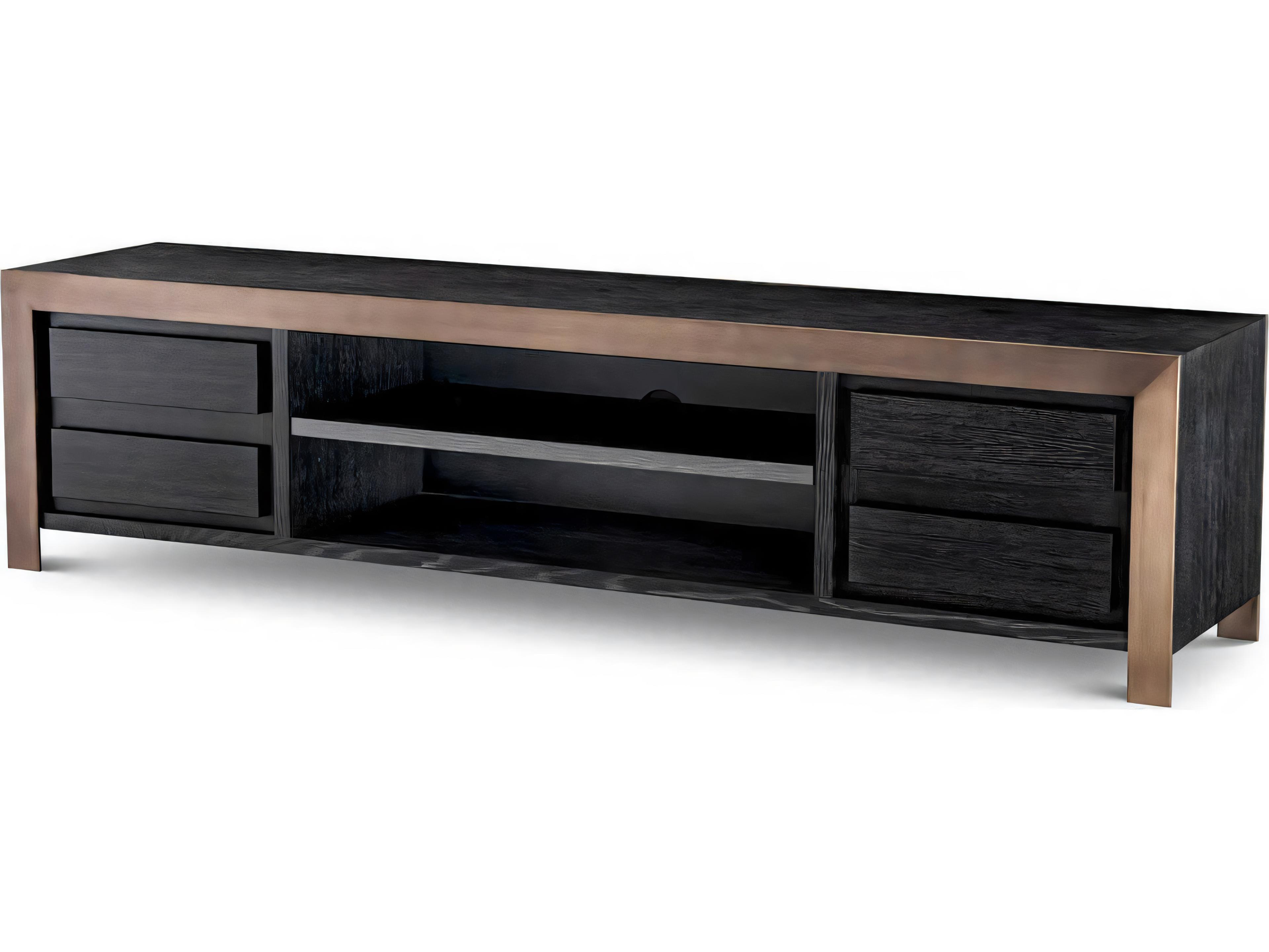 Eichholtz Talbot Charcoal Grey Oak Ven Med Bronze Tv Cabinet