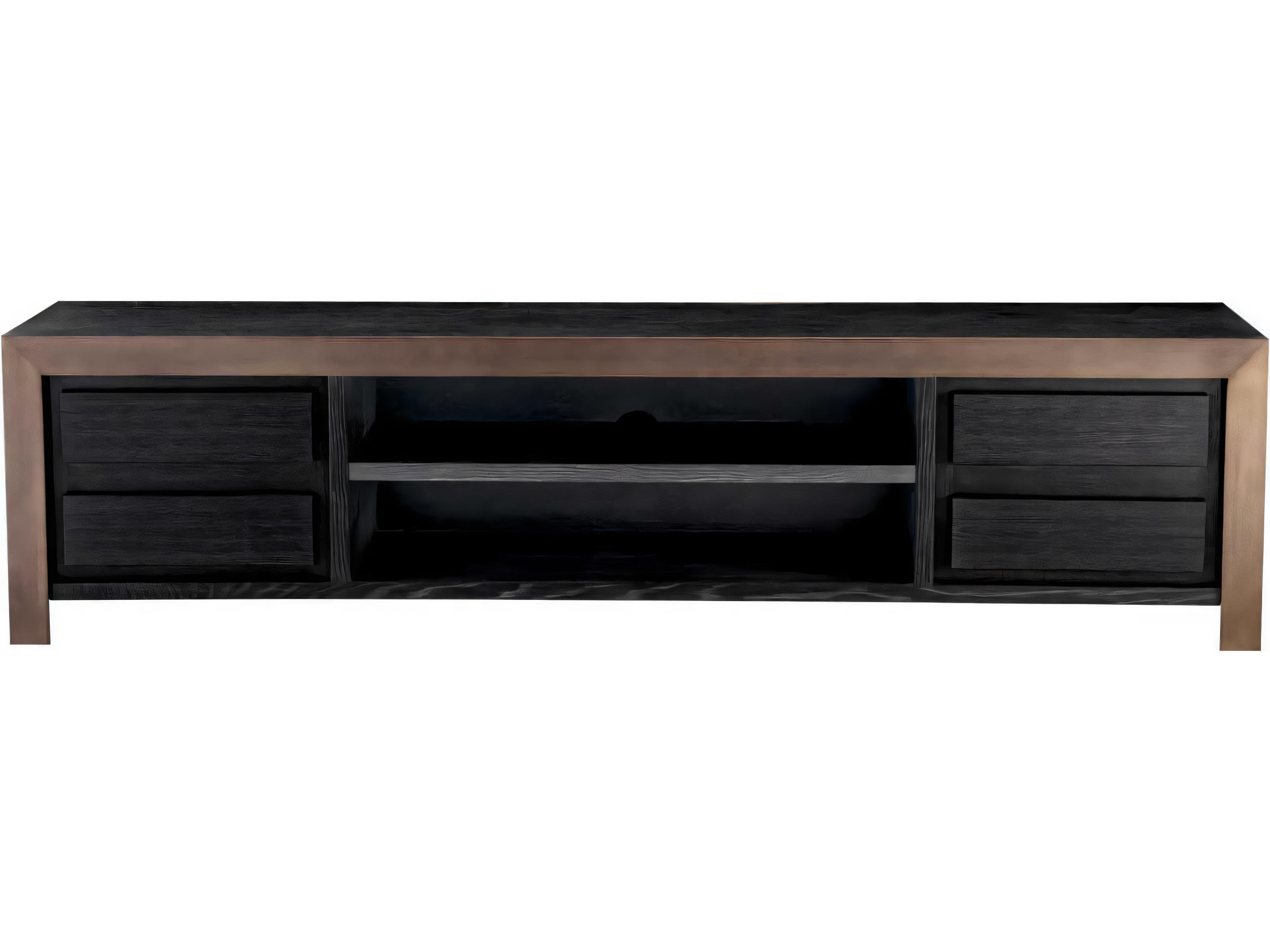 Eichholtz Talbot Charcoal Grey Oak Ven Med Bronze Tv Cabinet