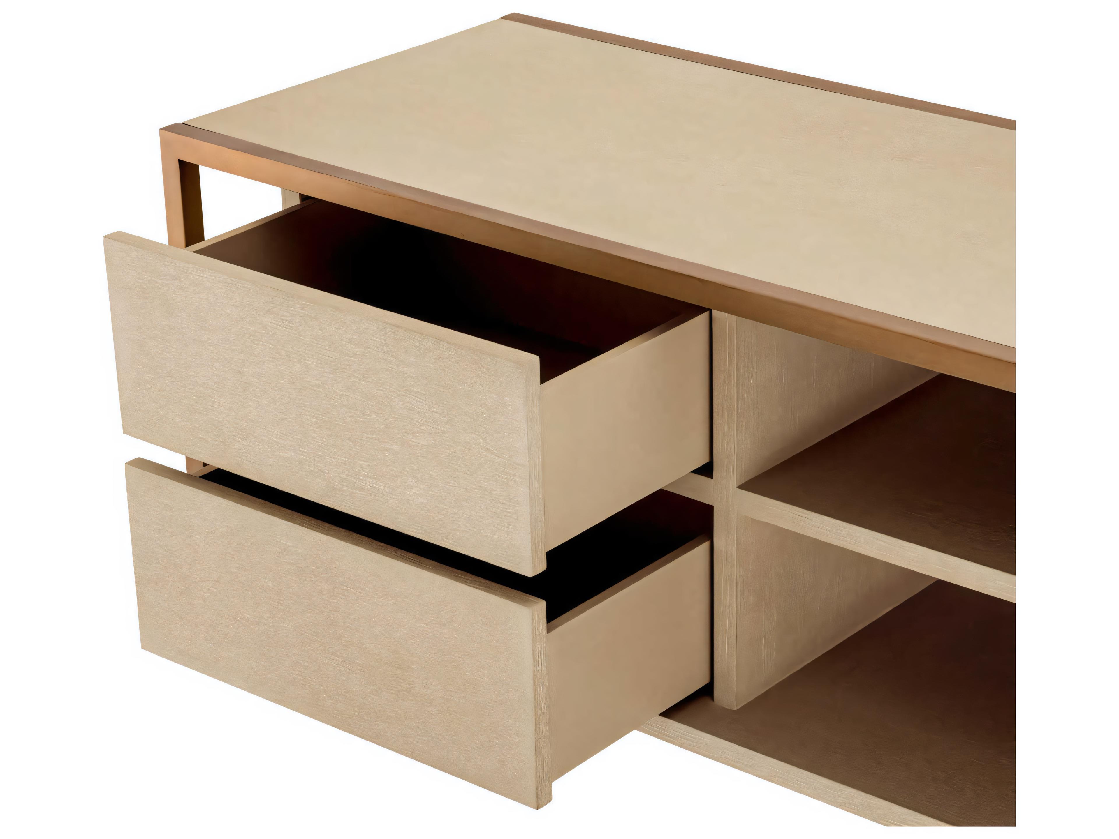 Eichholtz Wilmot Washed Oak Veneer Brushed Brass Tv Cabinet