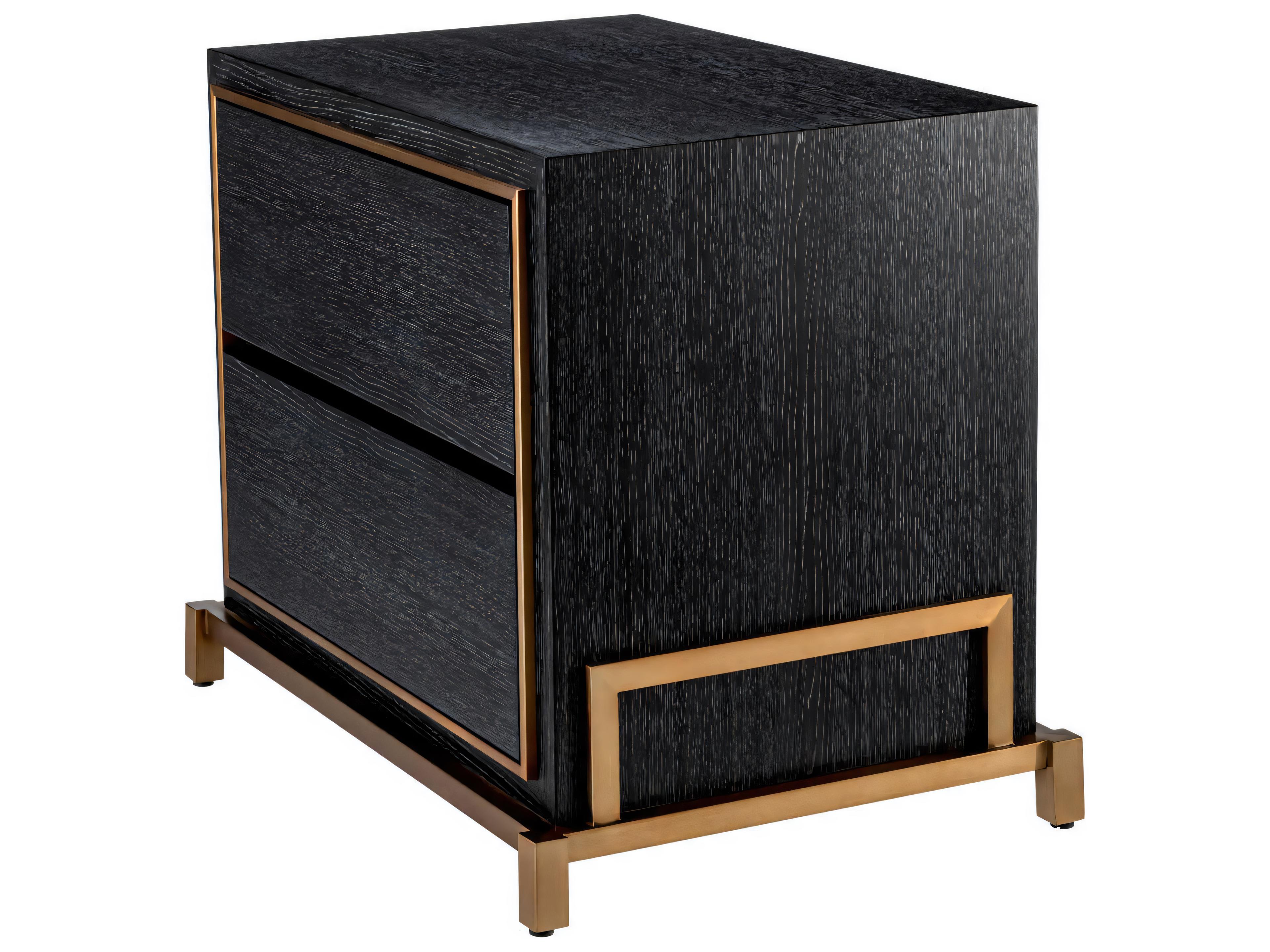Eichholtz Hazel Charcoal Grey Oak Veneer Nightstand